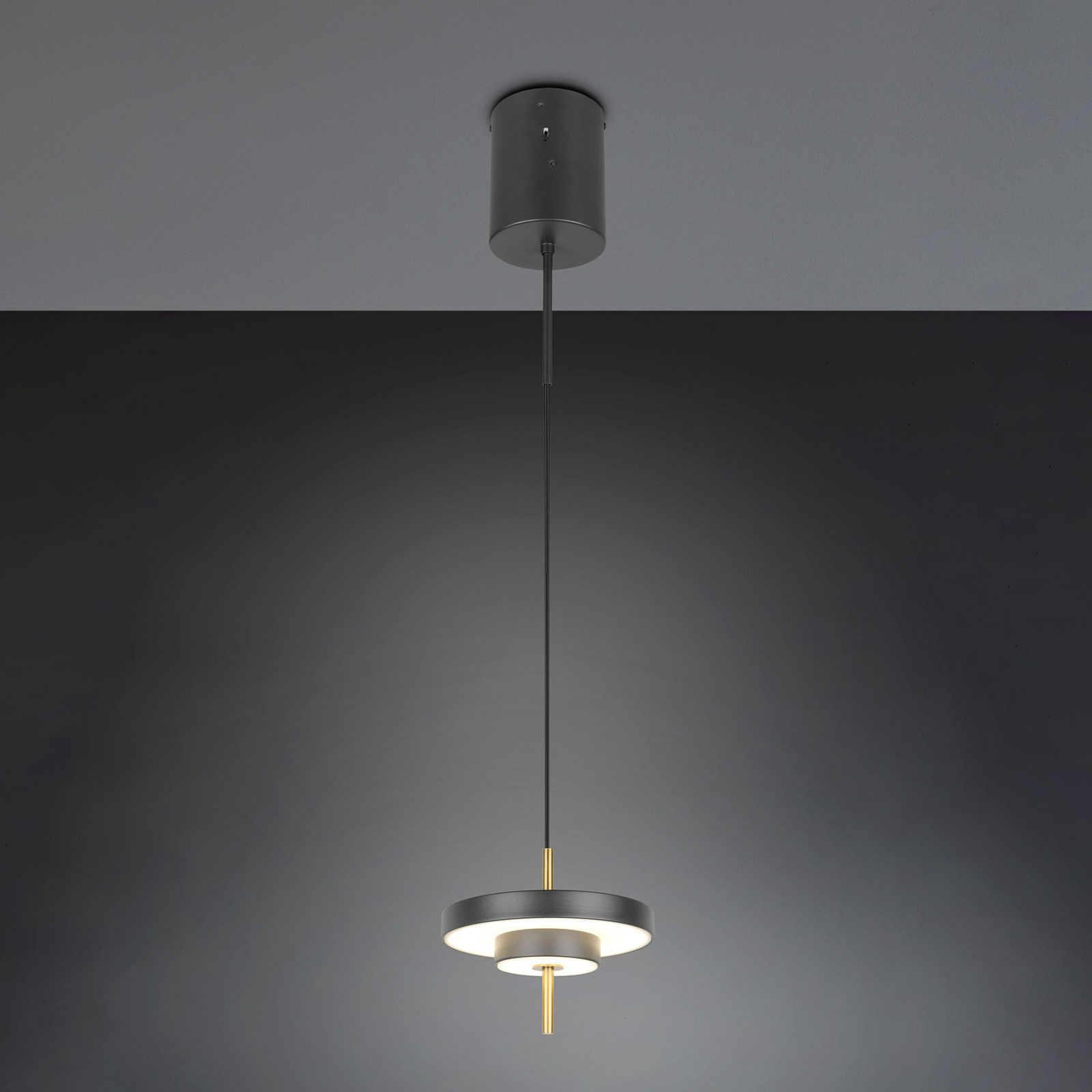 Candeeiro suspenso LED Keaton preto/dourado, Ø 20 cm Metal CCT Candeeiro suspenso LED Keaton preto/dourado, Ø 20 cm Metal CCT