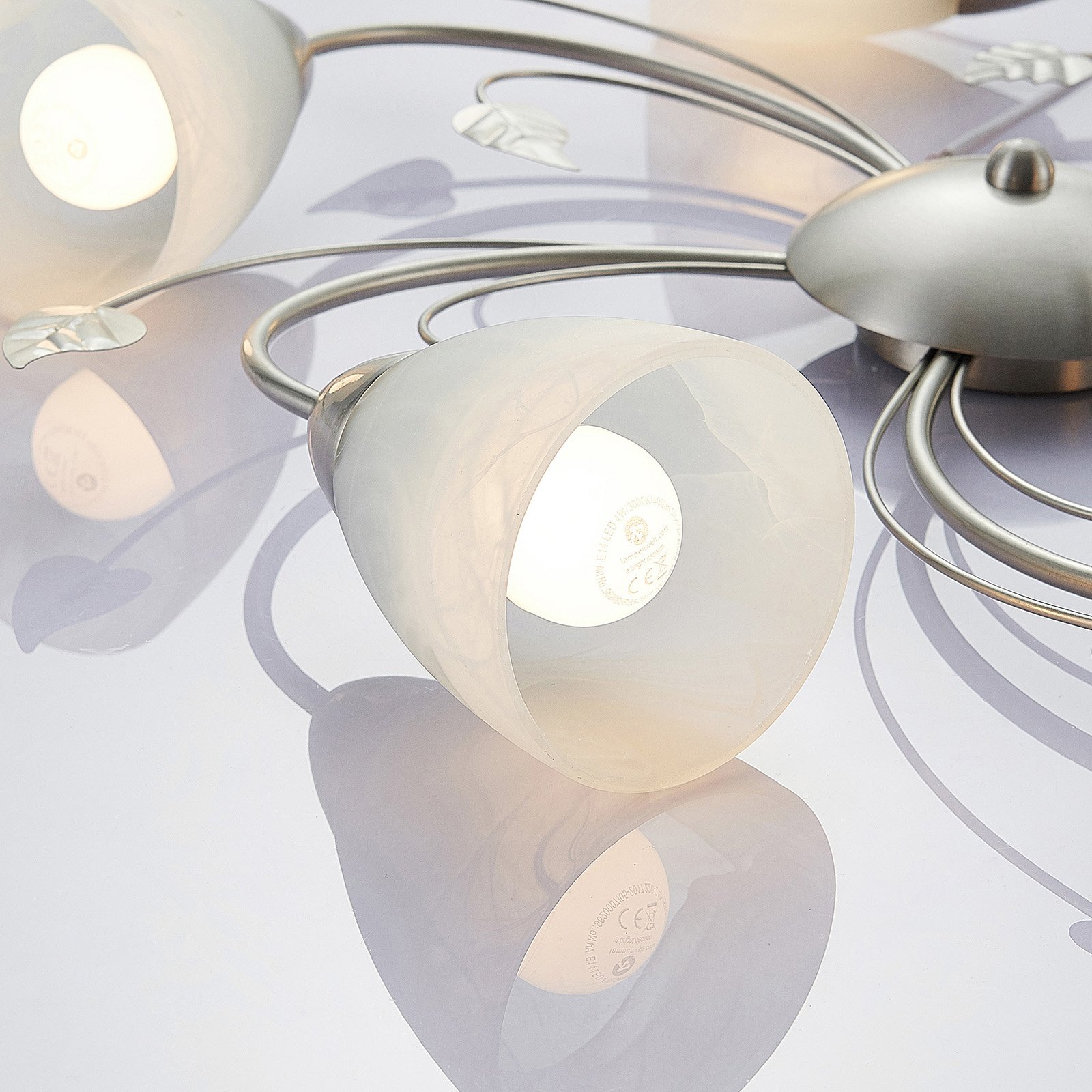 Yannie 5 Lampa Sufitowa Nickel/Opal - Lindby