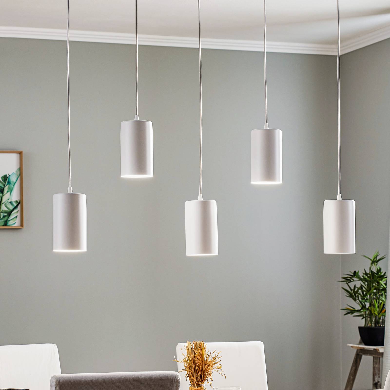 TEMAR LIGHTING Suspension ZW Tube 170 cinq lampes blanc