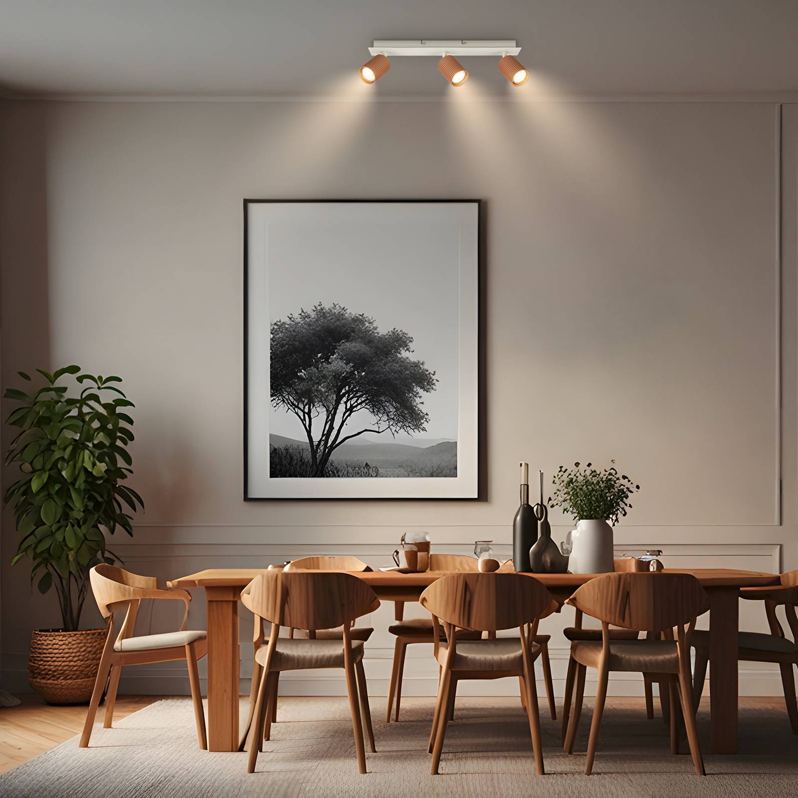 Loftspot Ida, brun, 3 lyskilder, plast/metal
