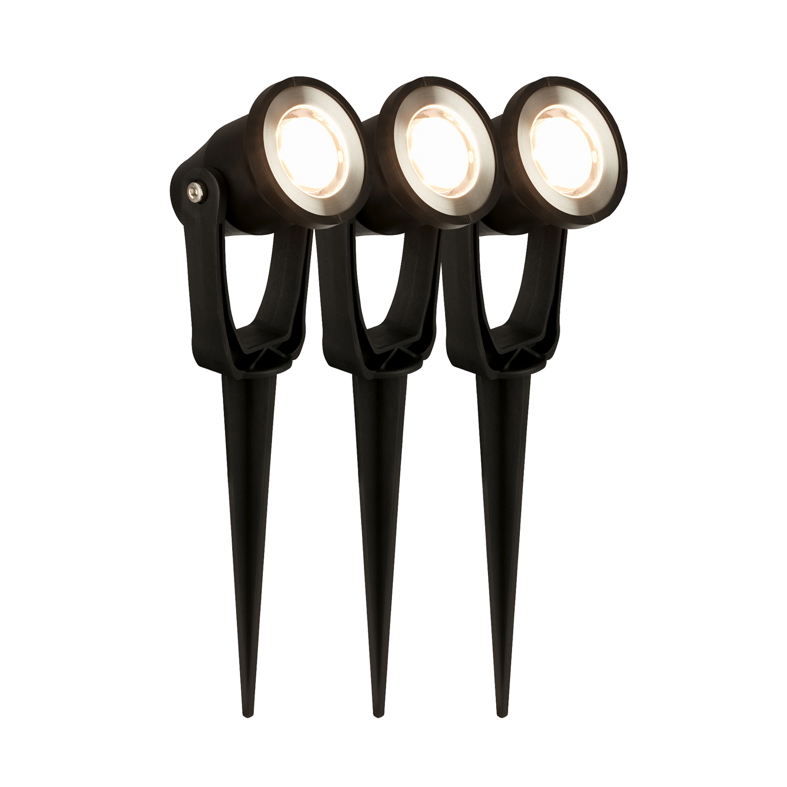 LED-Erdspießspot 3918035 12V 3er-Starterset, schwarz, Ø 5 cm