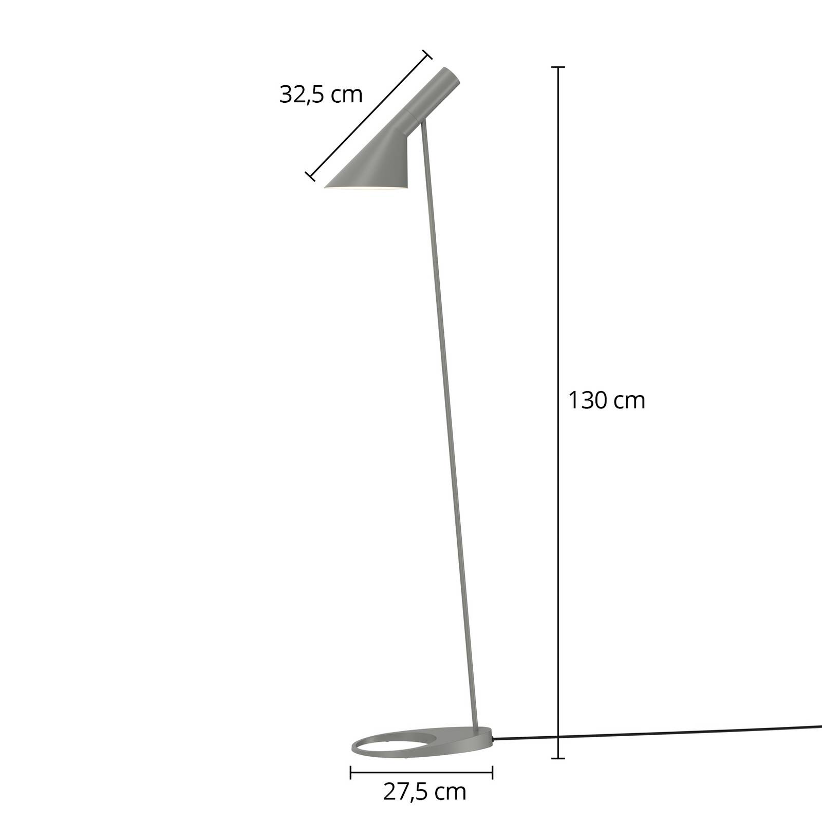 Louis Poulsen Designová stojací lampa Louis Poulsen AJ šedá