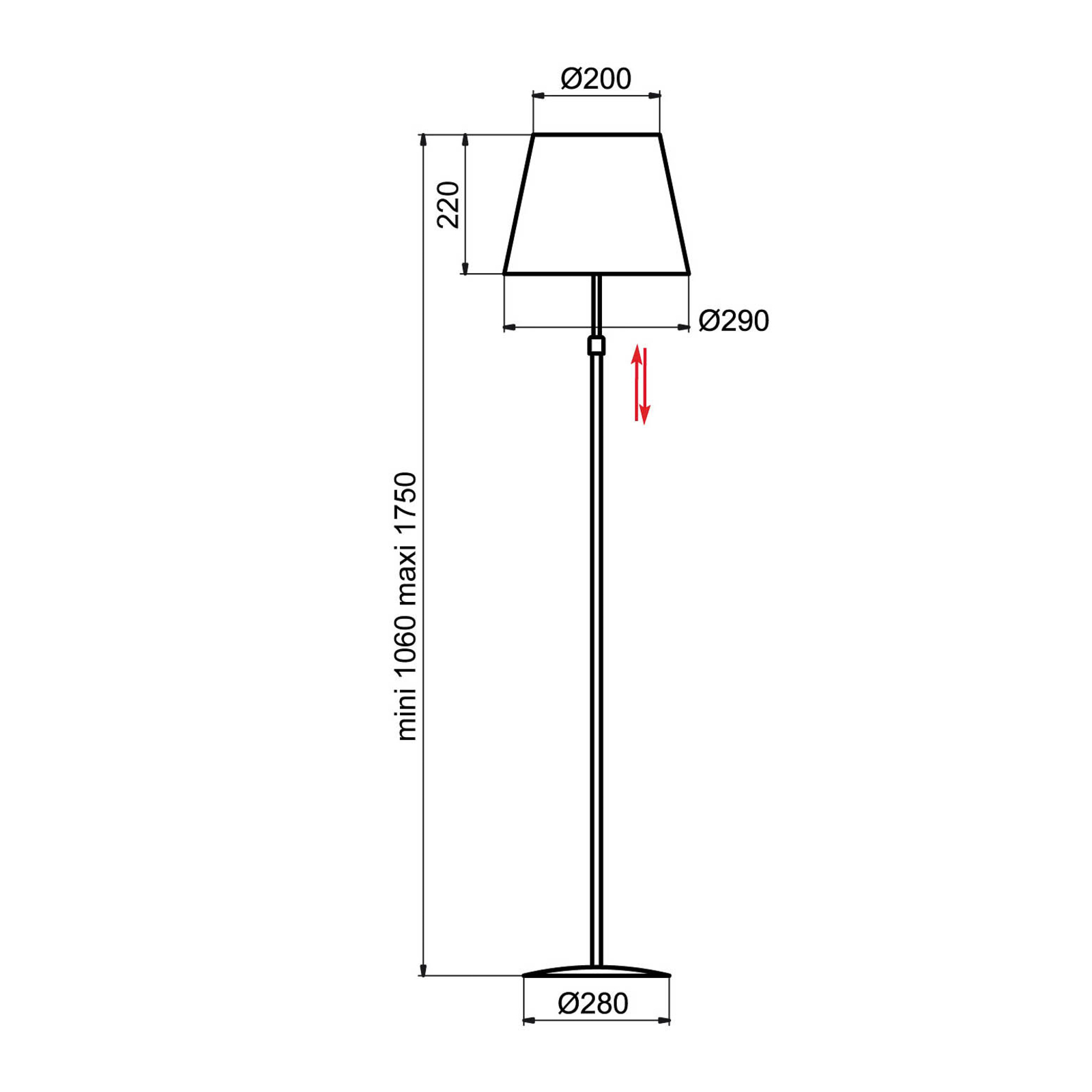 Aluminor Store floor lamp, black/red
