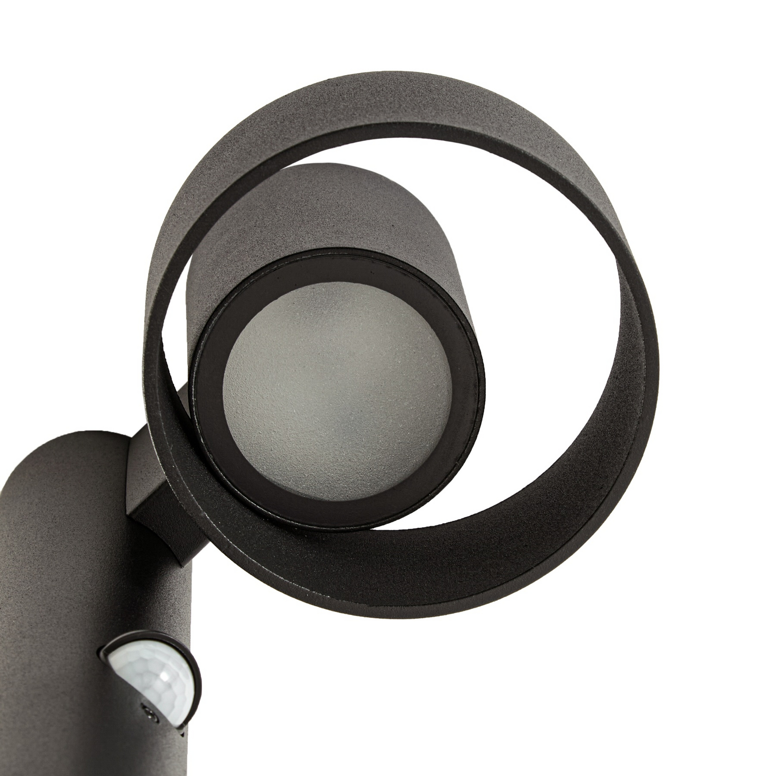 Bolardo luminoso LED Lucande Elune, negro, con sensor, IP44, 77 cm