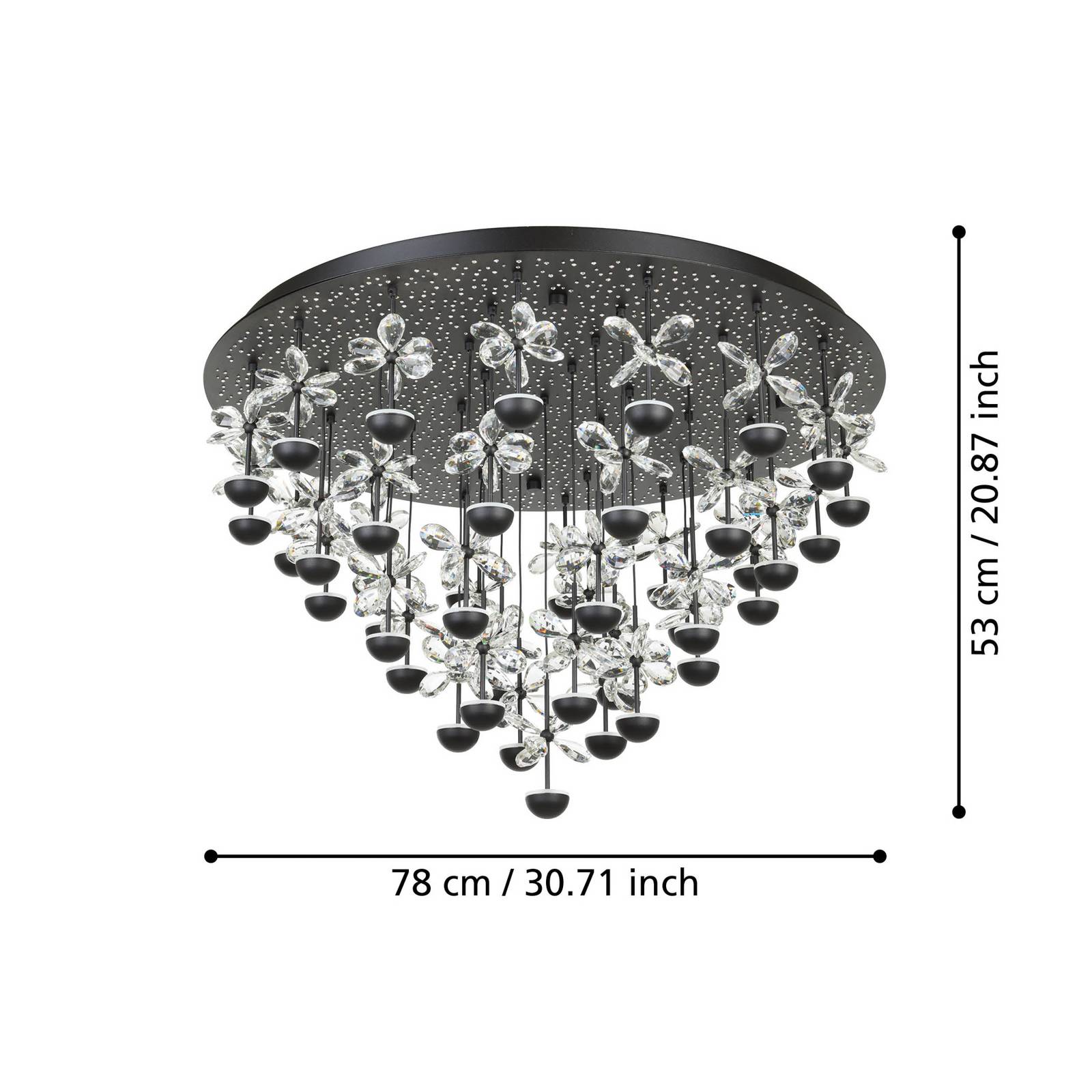 EGLO Stars Of Light Lampa sufitowa LED Pianopoli czarna Ø 78 cm