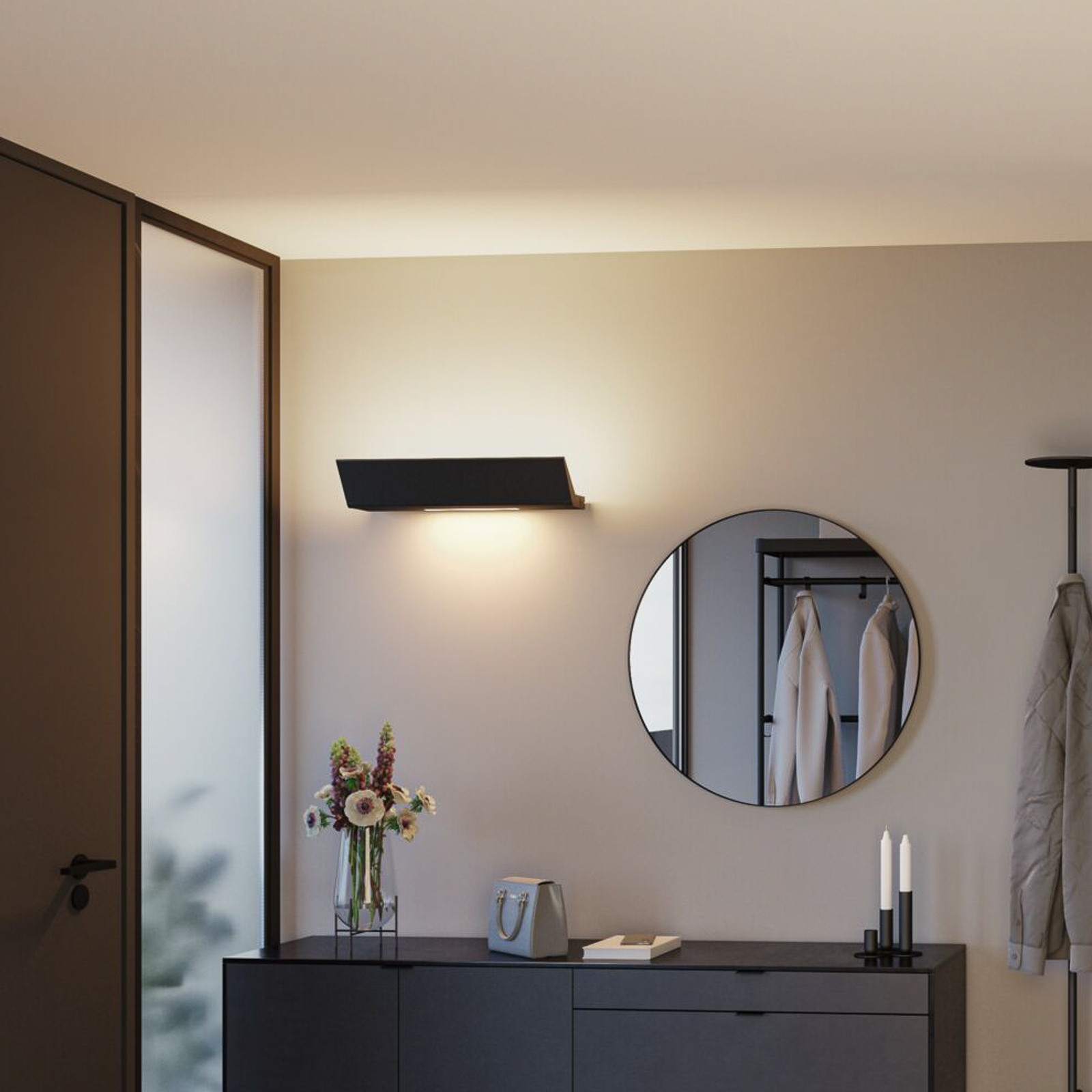 Paulmann Ranva LED sienas mazgātājs ar 3 pakāpju aptumšošanu, melns