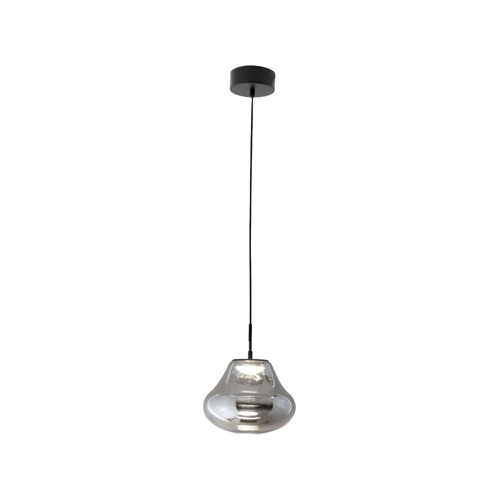 LED-Pendelleuchte Deva, grau, Glas, Ø 25 cm, CCT, dimmbar