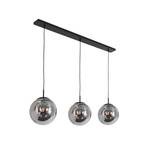 Suspension Bollique, 3 lampes, longue, noire, verre