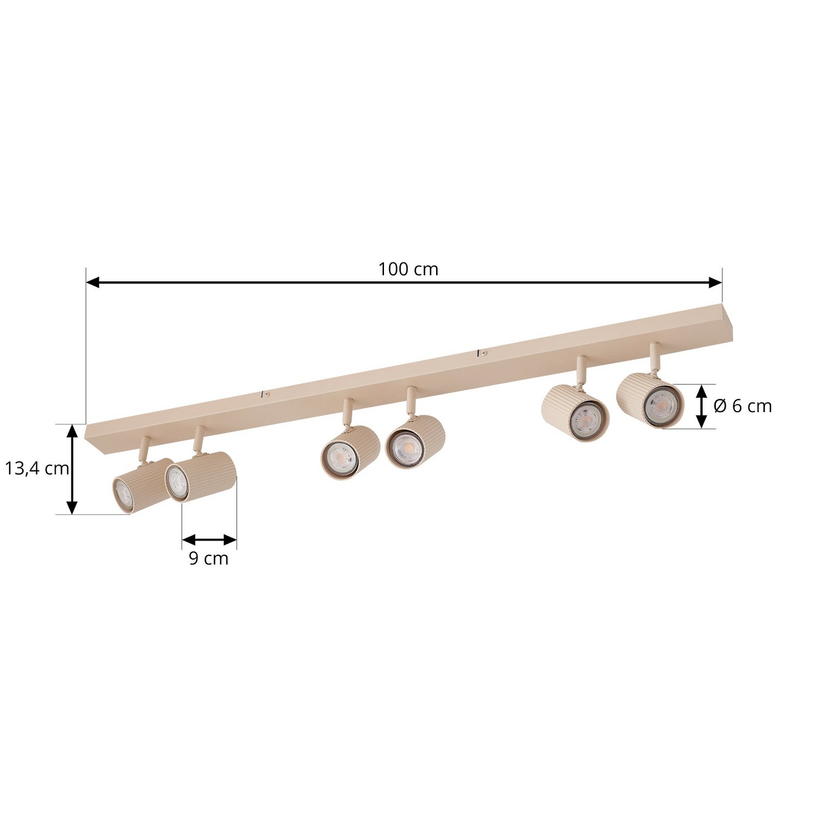 Lindby Faretti da soffitto Kardis, beige, a 6 luci, metallo, GU10 Lindby Faretti da soffitto Kardis, beige, a 6 luci, metallo, GU10