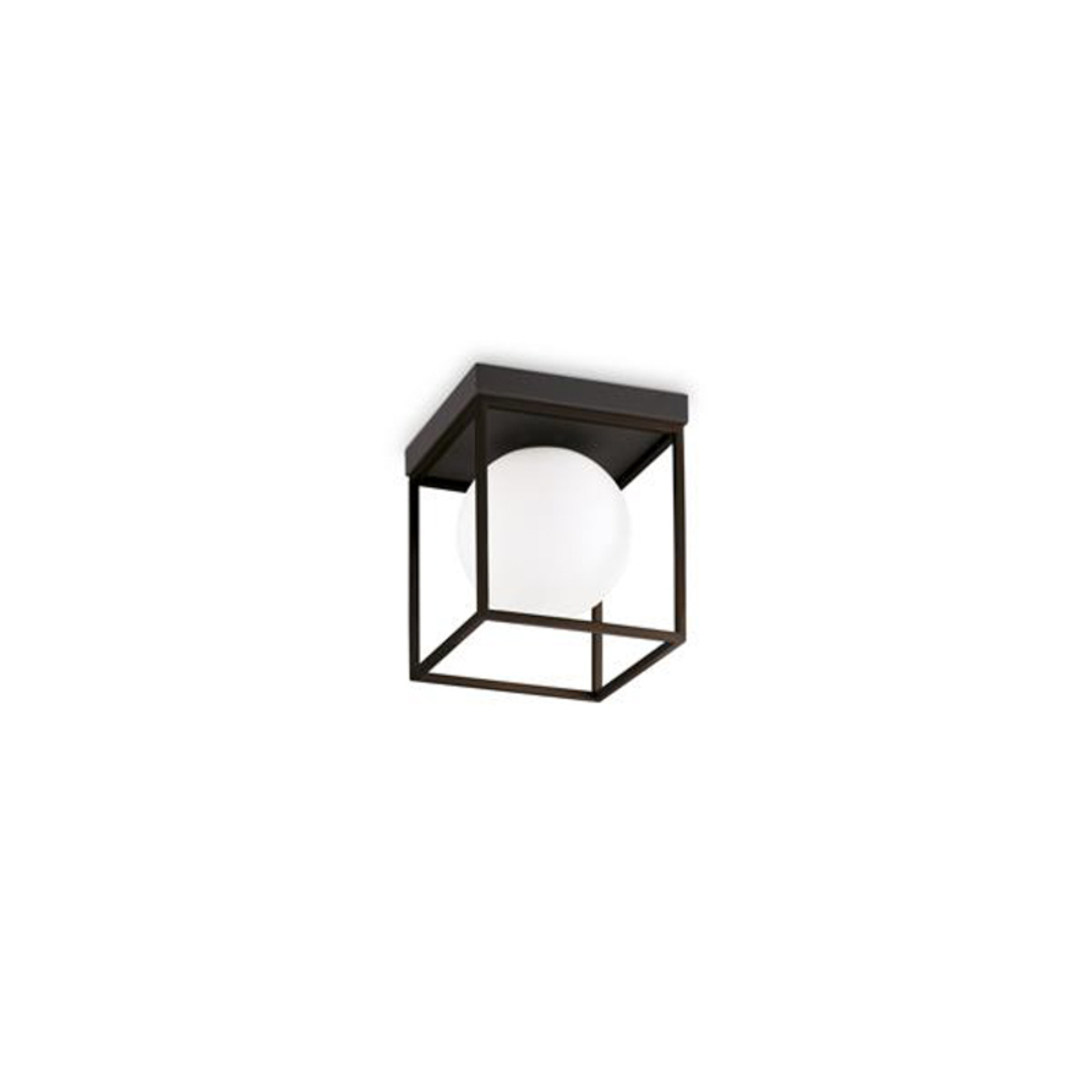 Stropné svietidlo Ideal Lux Lingotto, čierne, opálové sklo, 1 svietidlo