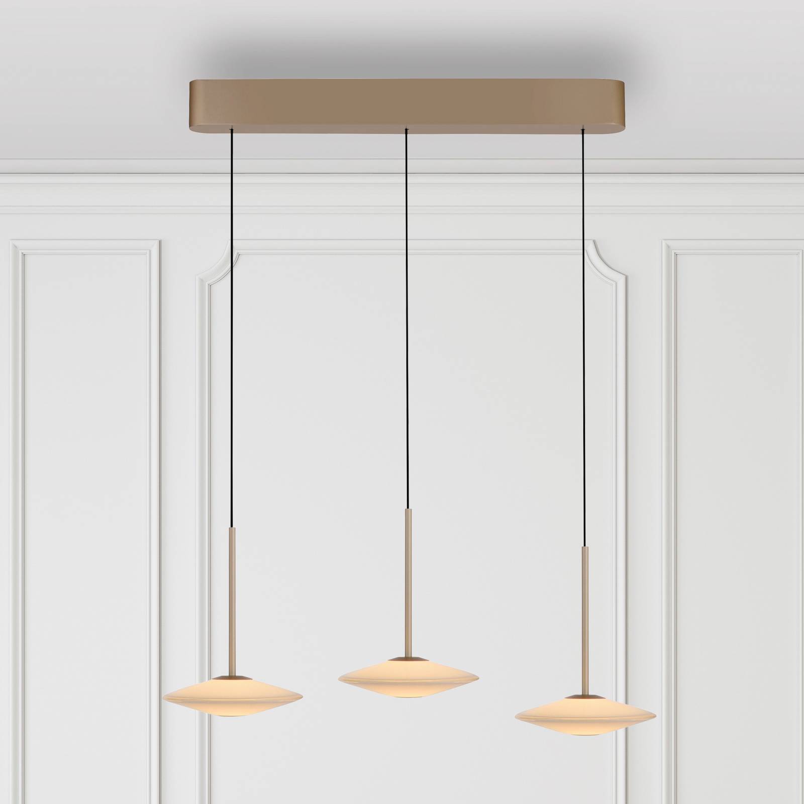 Paul Neuhaus LED-Pendelleuchte Elipsa, 3-flg., weiß/bronze günstig online kaufen