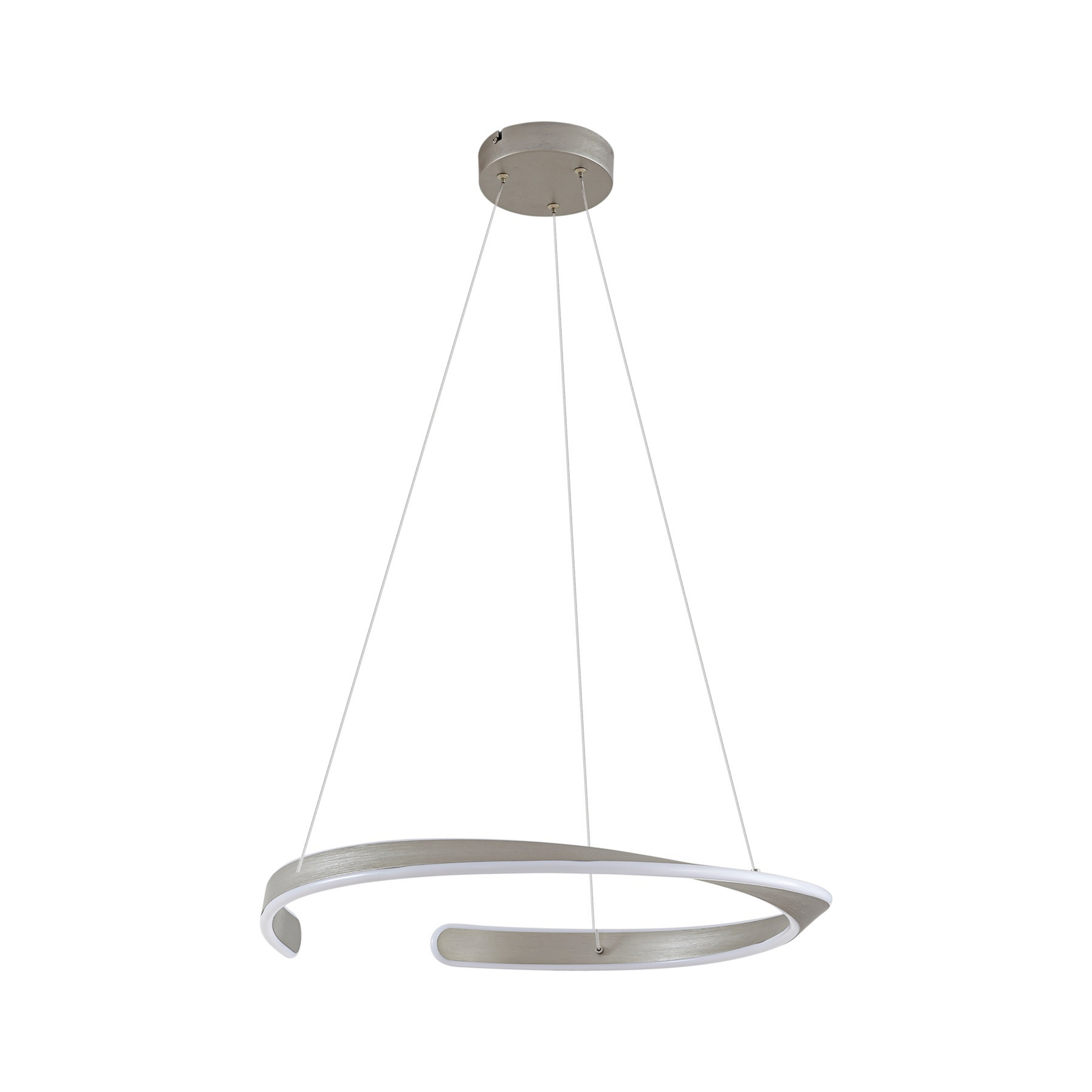 Eloura LED pendant light, metal, CCT, Ø 58 cm, silver - Lucande