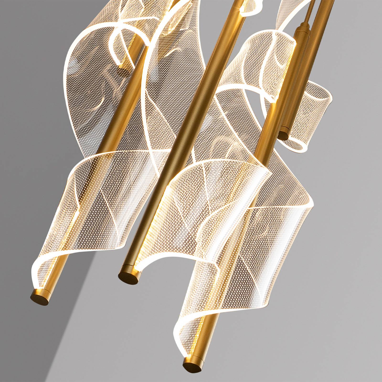 Lampa wisząca LED Velas 9-punktowa, kolor złoty, metal, tworzywo sztuczne