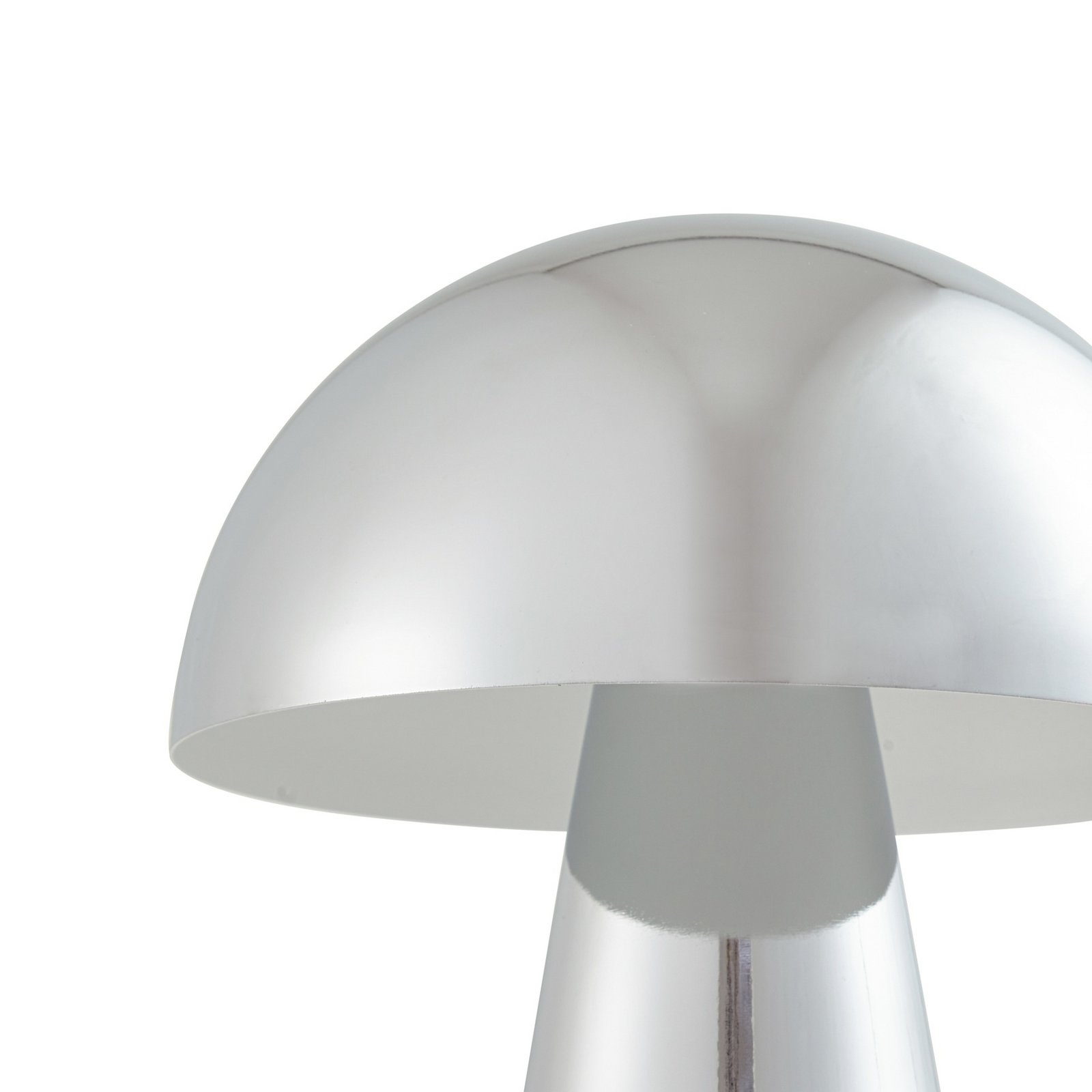 Lindby LED-Akkutischlampe Nevijo, chrom, Ø20cm, USB, Dimmer Lindby LED-Akkutischlampe Nevijo, chrom, Ø20cm, USB, Dimmer