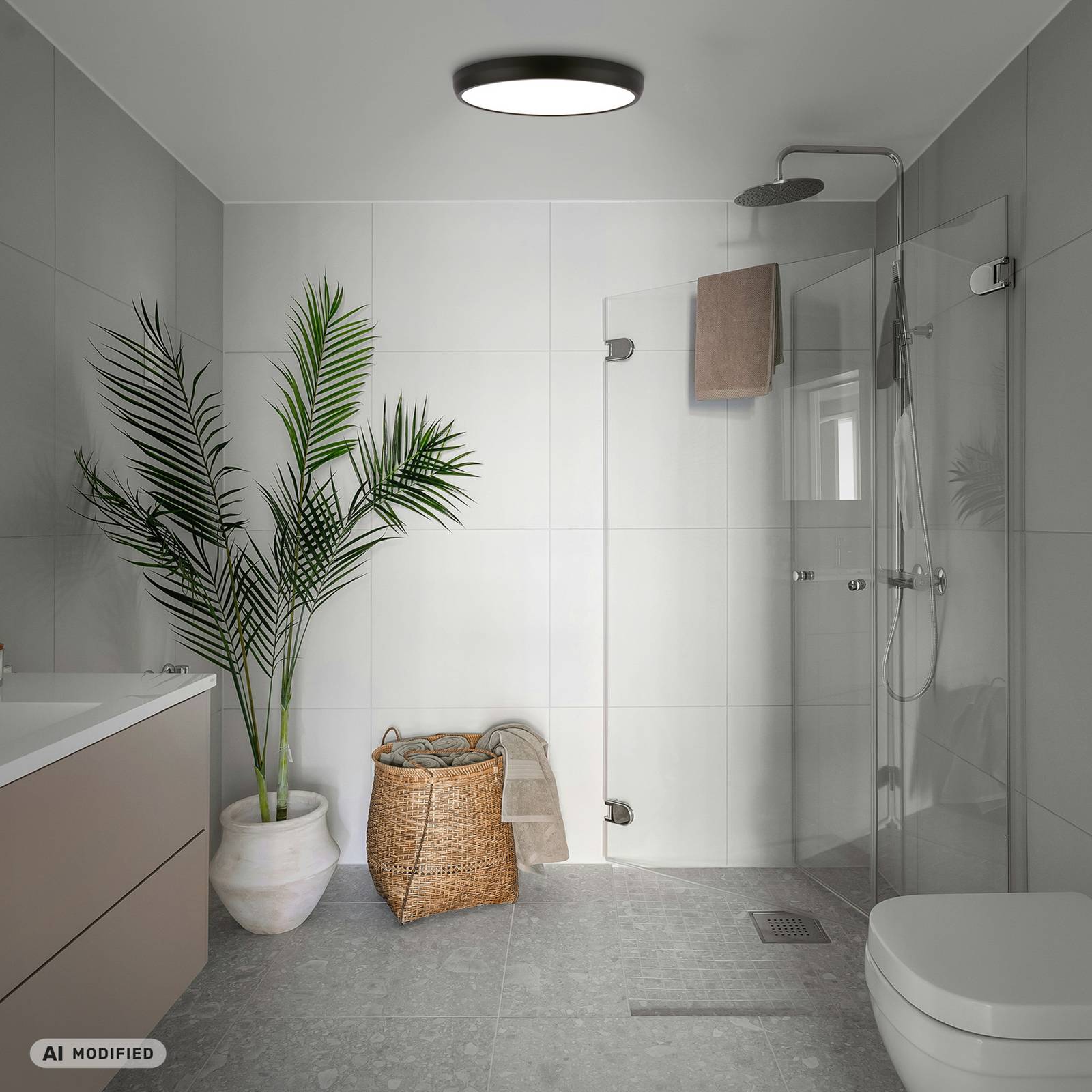 Briloner LED plafondlamp Navaro, zwart/wit, Ø 38 cm, 4.000 K