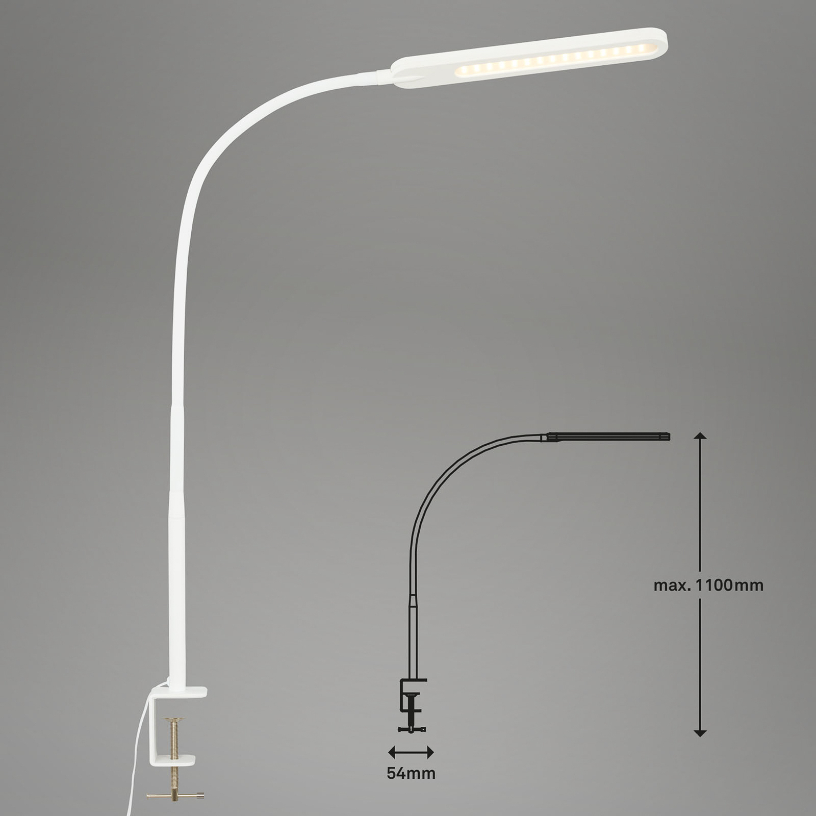 Upínacia LED lampa Servo, stmievateľná, CCT, biela