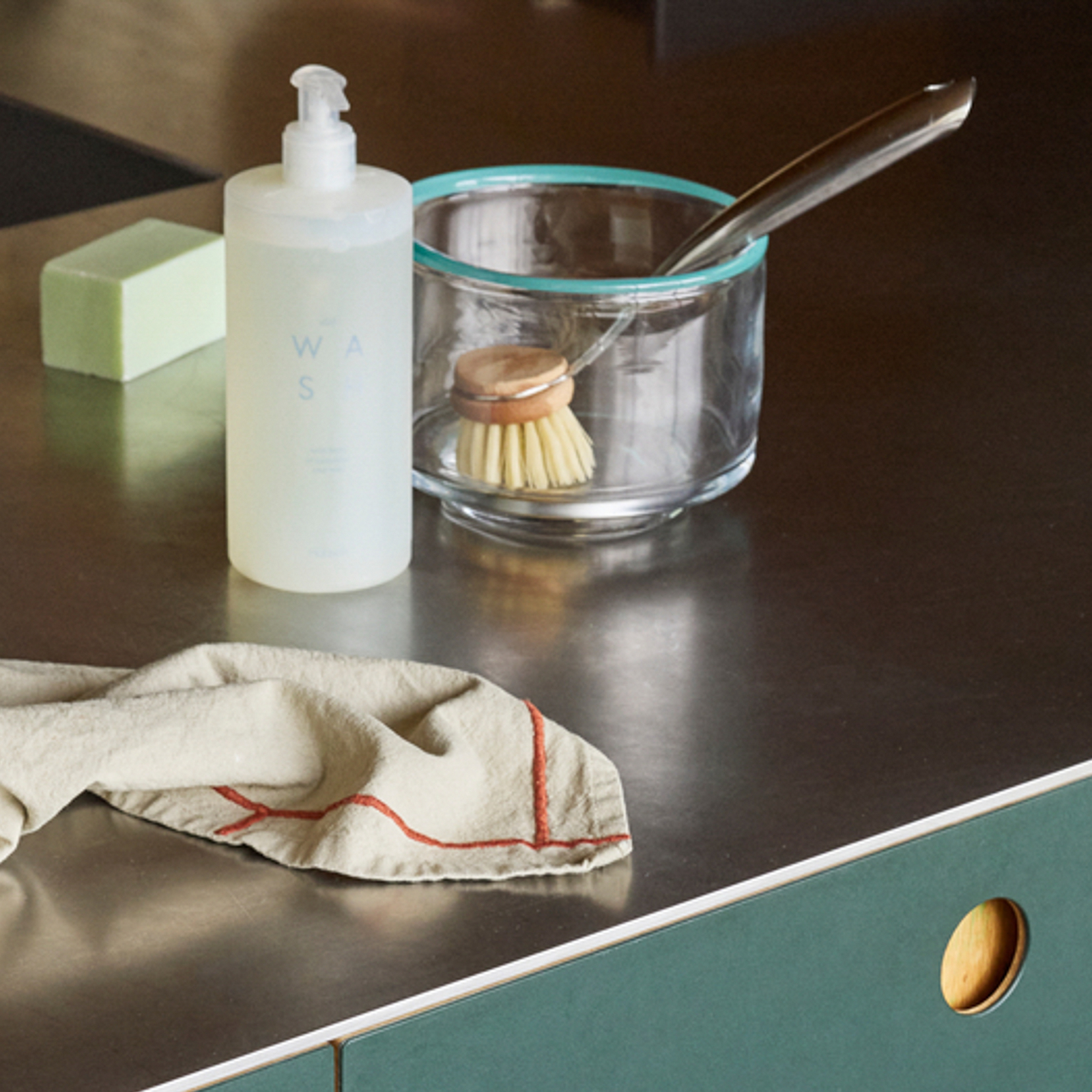 Cuenco Clea transparente/verde, Ø 15 cm, cristal - Hübsch