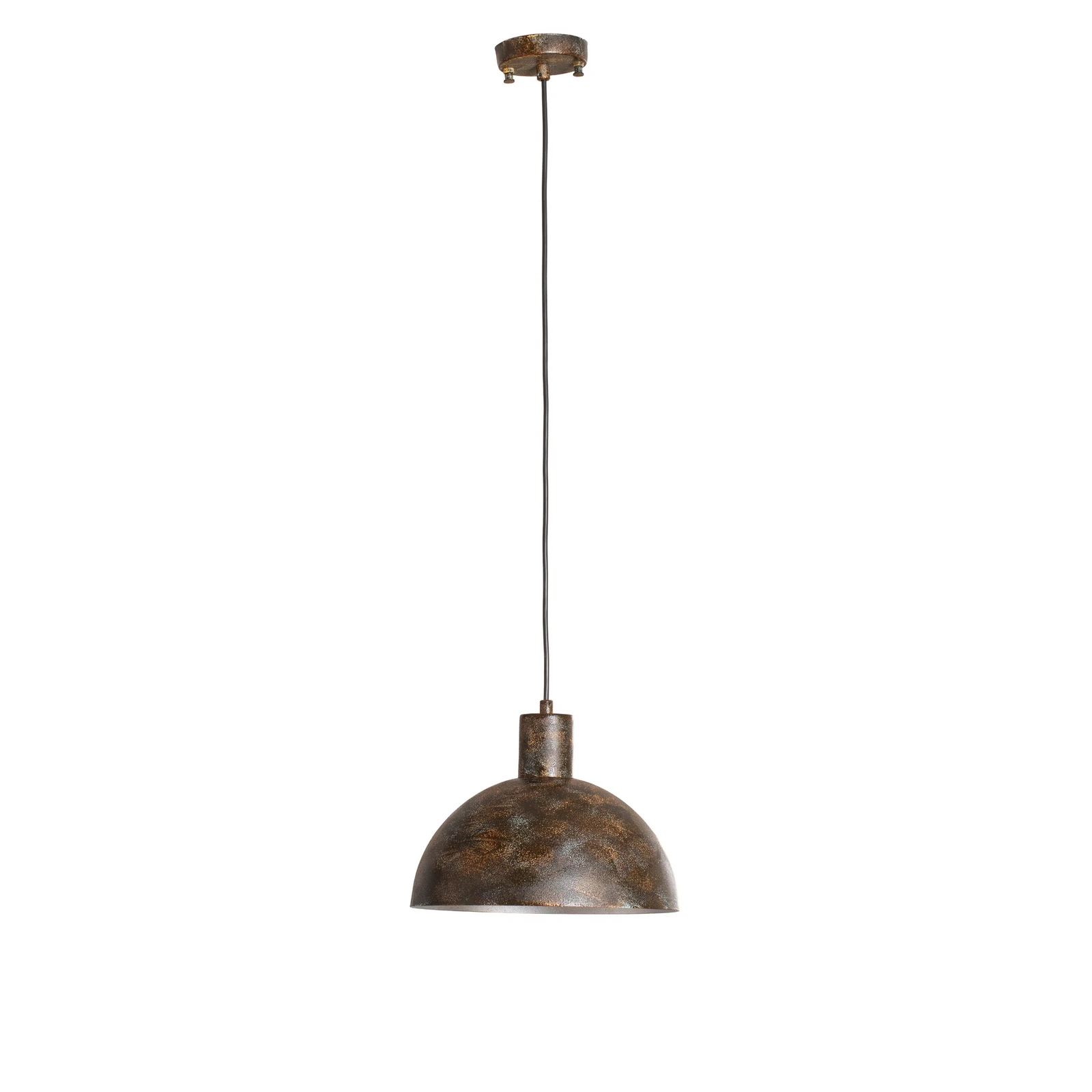Candeeiro suspenso Kure, preto-castanho, metal, Ø 30 cm, E27