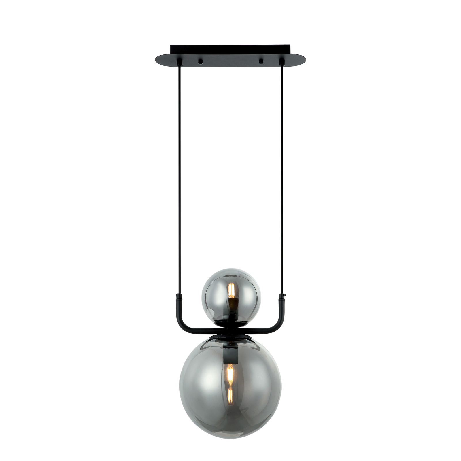 Hanglamp Mira, vintage-stijl, 2-lamps, rookgrijs