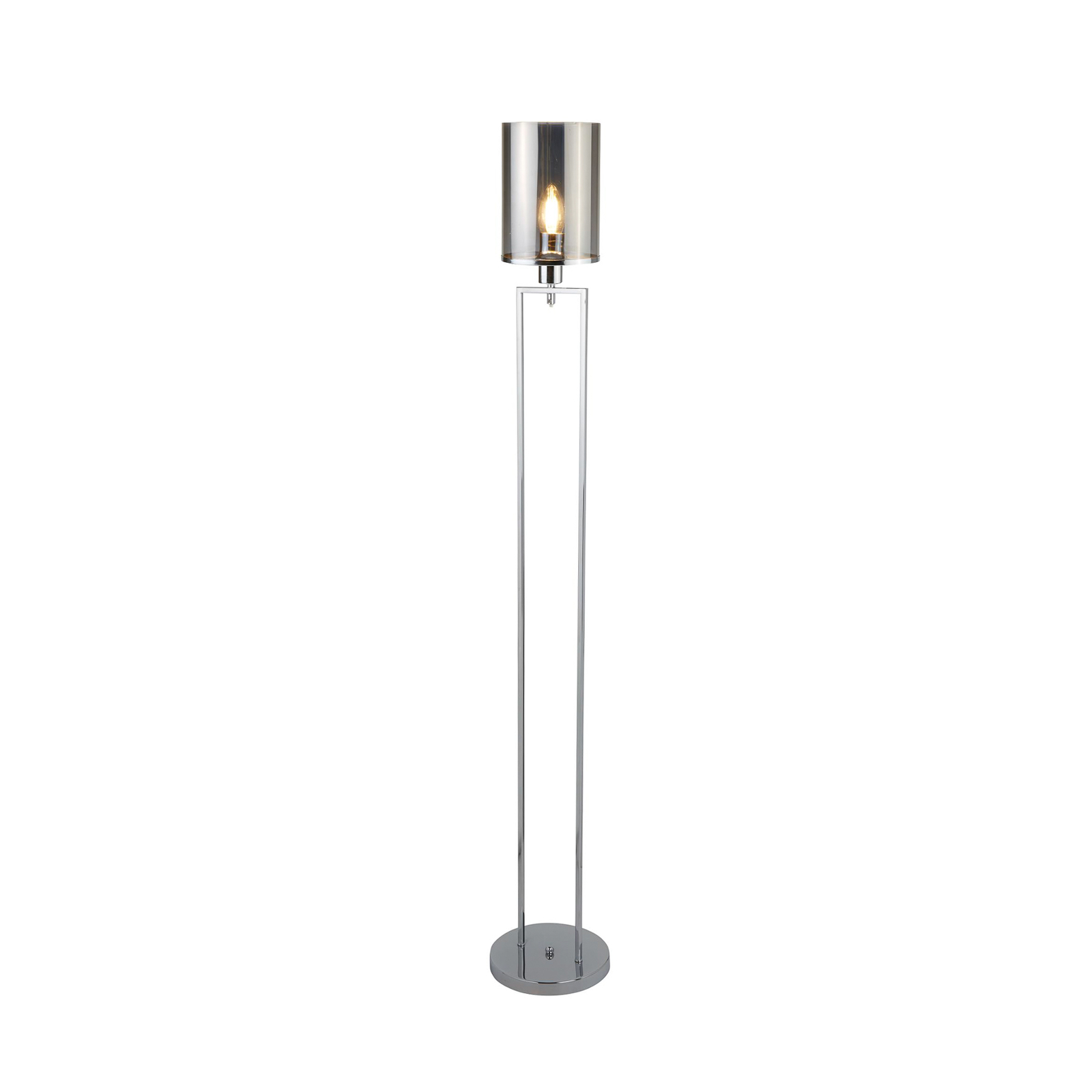 Vloerlamp Catalina, glas, chroom/rookkleurig, E27, 144 cm