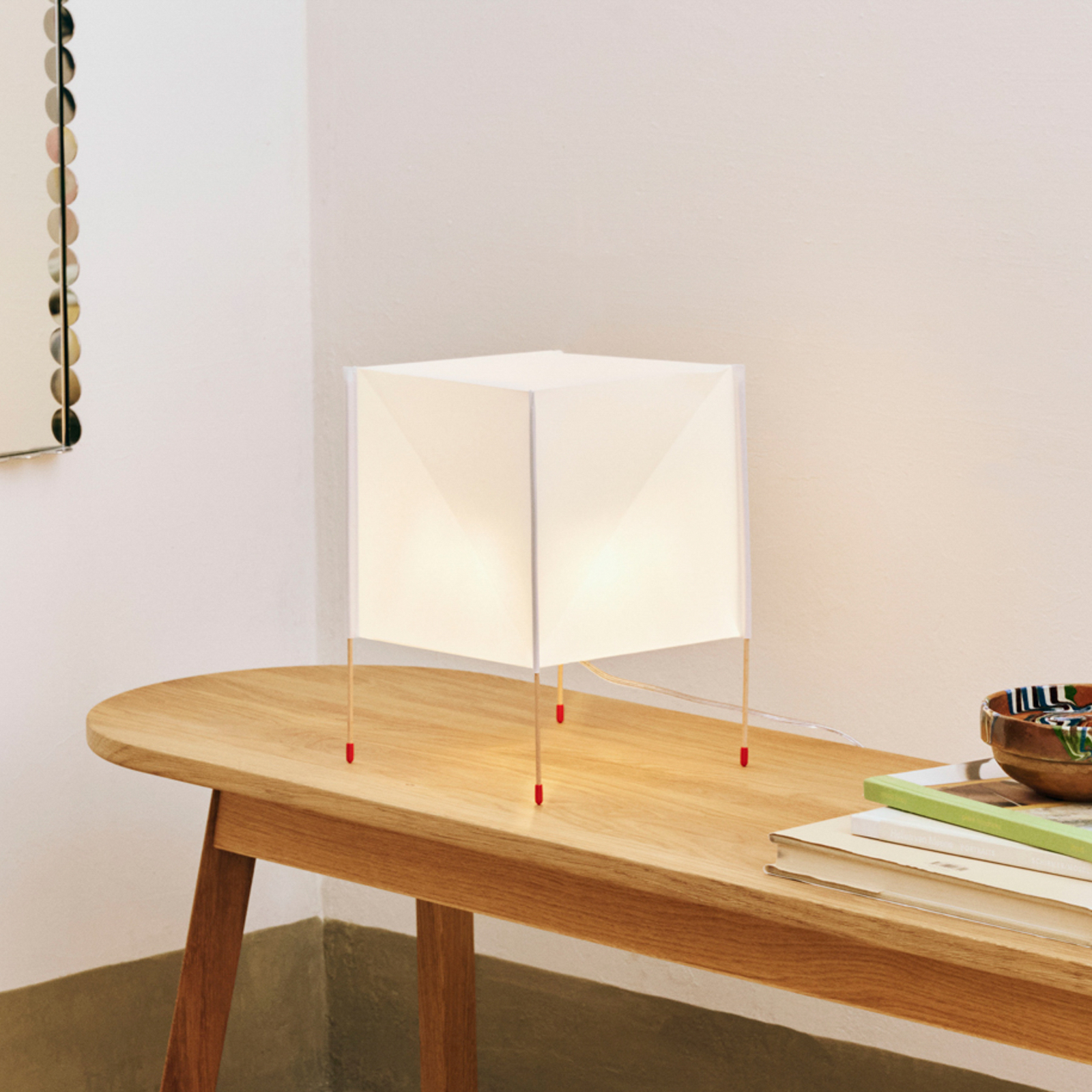 HAY Paper Cube table lamp, white, UK plug, 31 cm, wood