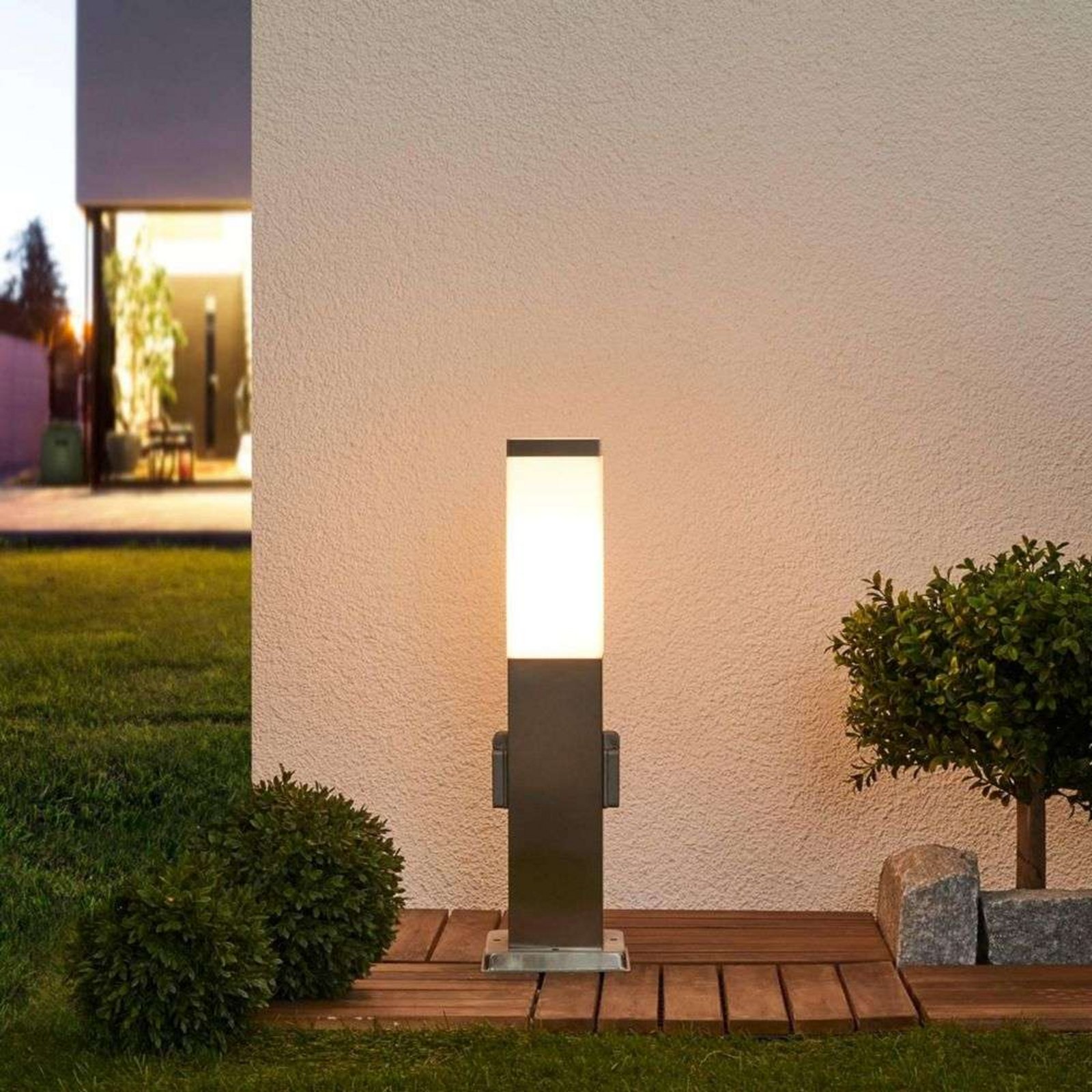 Lorian Trädgårdslampa Stainless Steel/White - Lindby