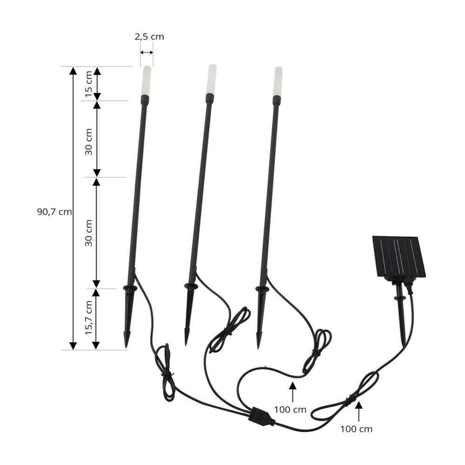 Balian Lampa se solárním článkem w/Zemní hrot 3 pcs. Černá - Lindby