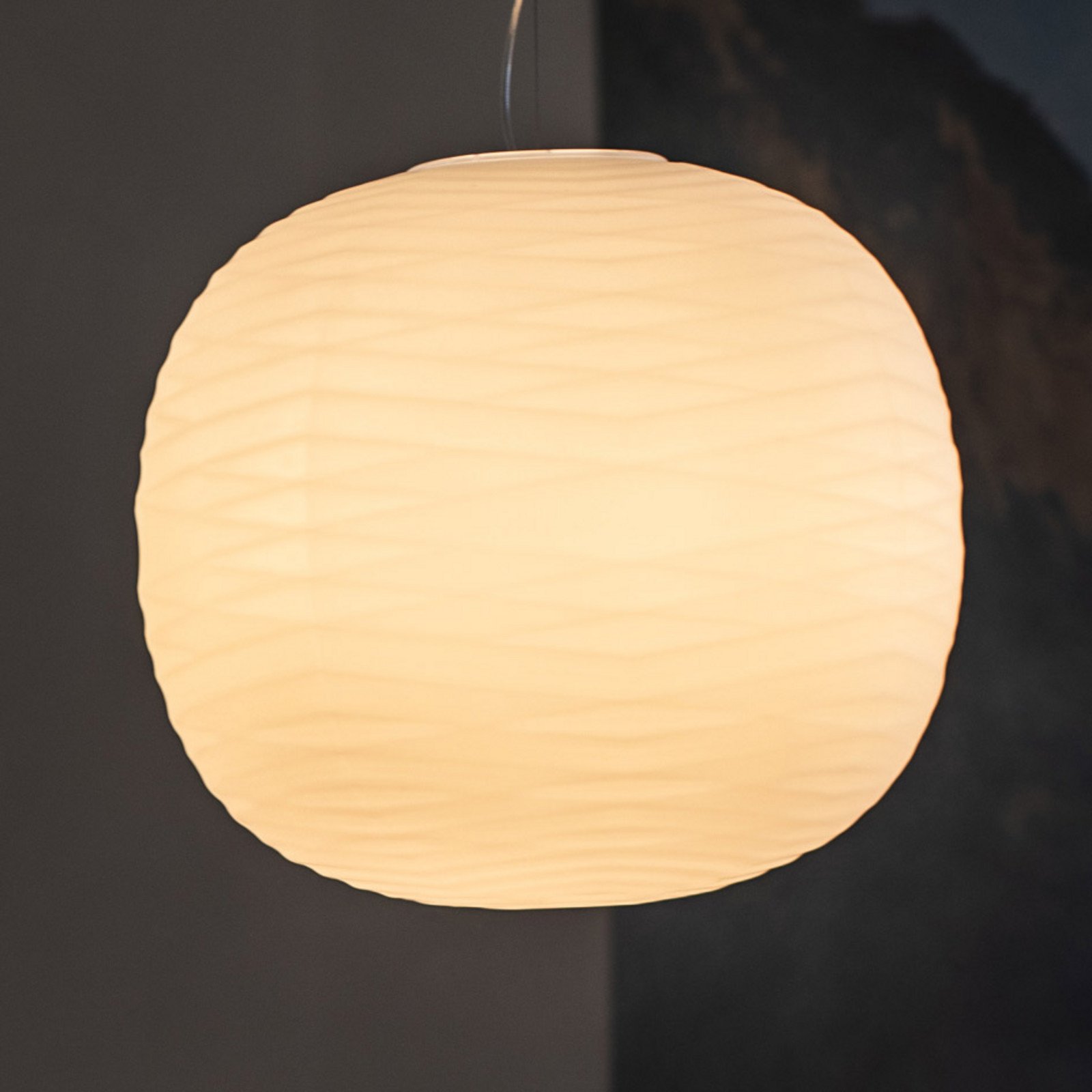 Foscarini Gem E27 LED suspendat din sticlă - Camera de zi / sufragerie - design - alb satinat