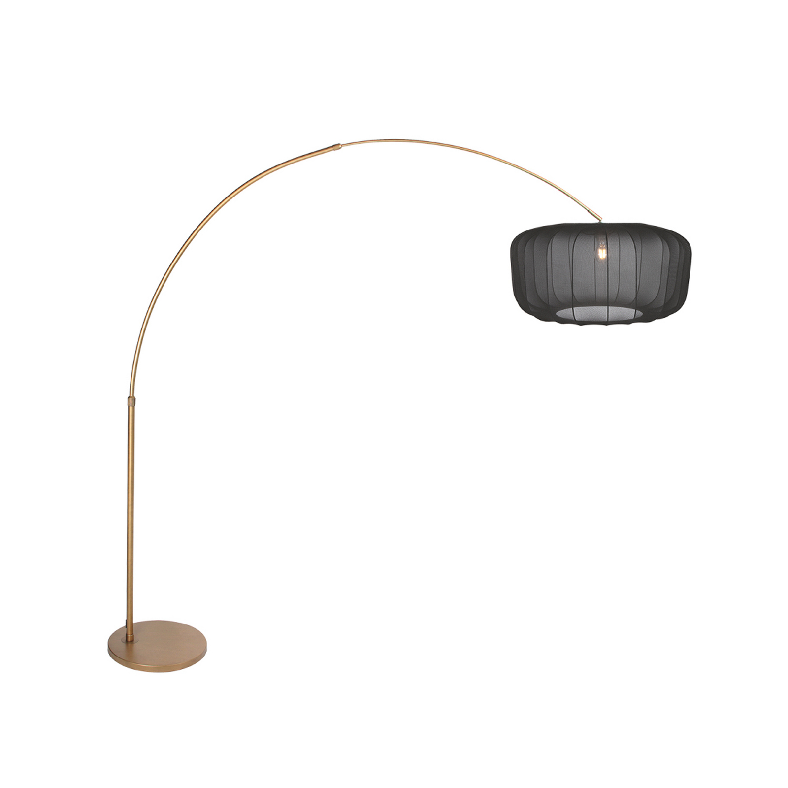 Böjd golvlampa Sparkled Light, brons/svart nylon, 240 cm