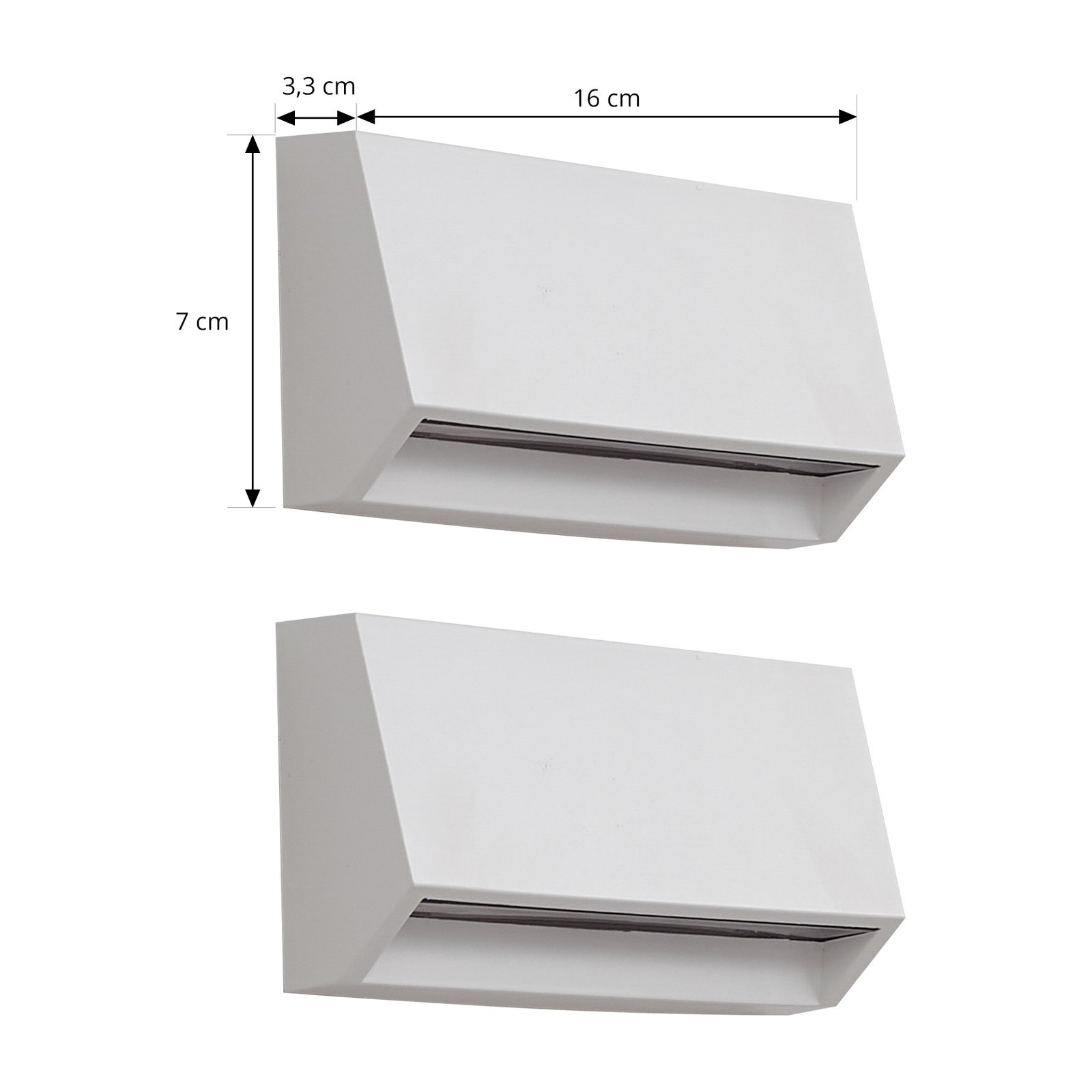 Lindby LED outdoor wall light Appeso, length 16 cm, set of 2