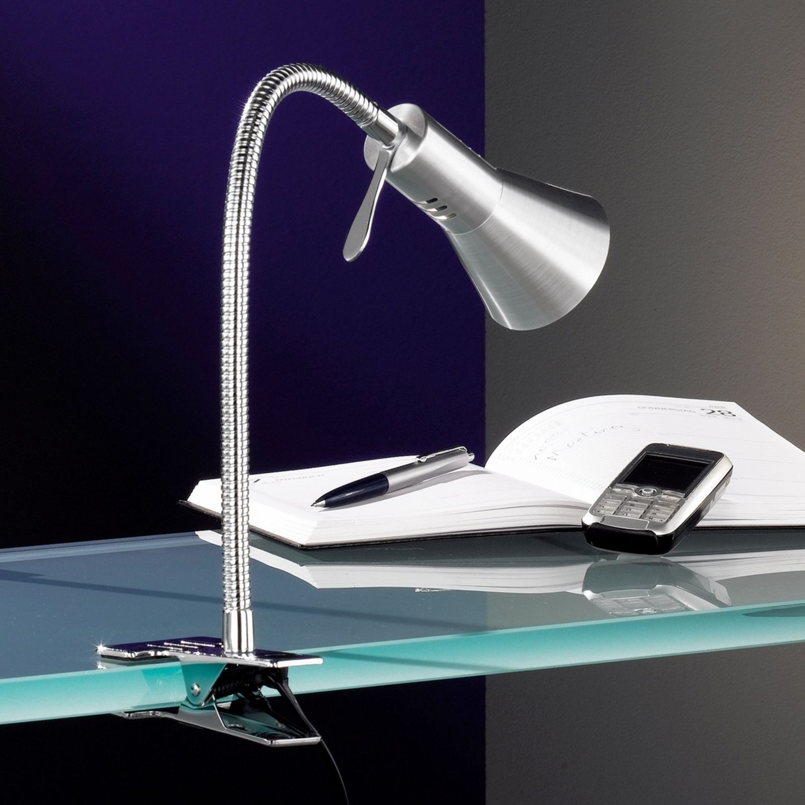 Fischer & Honsel Cliff Clip Table Light, for Workroom / Office, Metal, E14, 9 W, energy efficiency: A++, H: 45 cm
