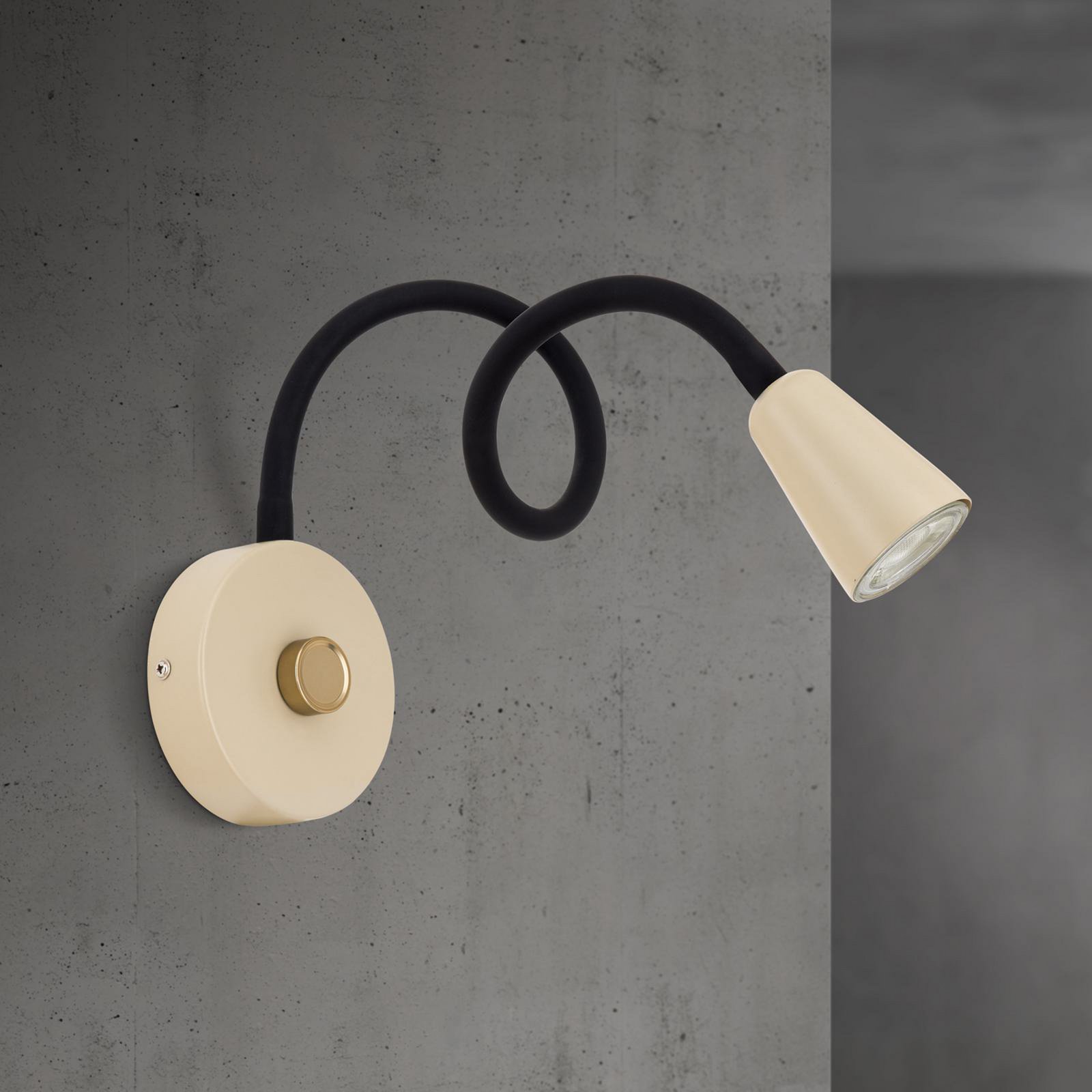 Wandleuchte Dotty, khaki, Flexarm, Dimmer, GU10