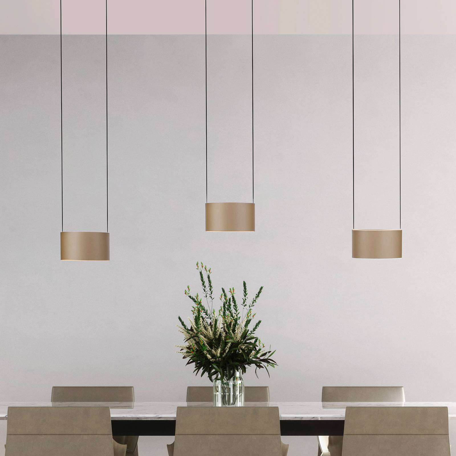 PURE LED-Hängelampe Clipse, bronze, Länge 110 cm, CTT, 6-flg günstig online kaufen