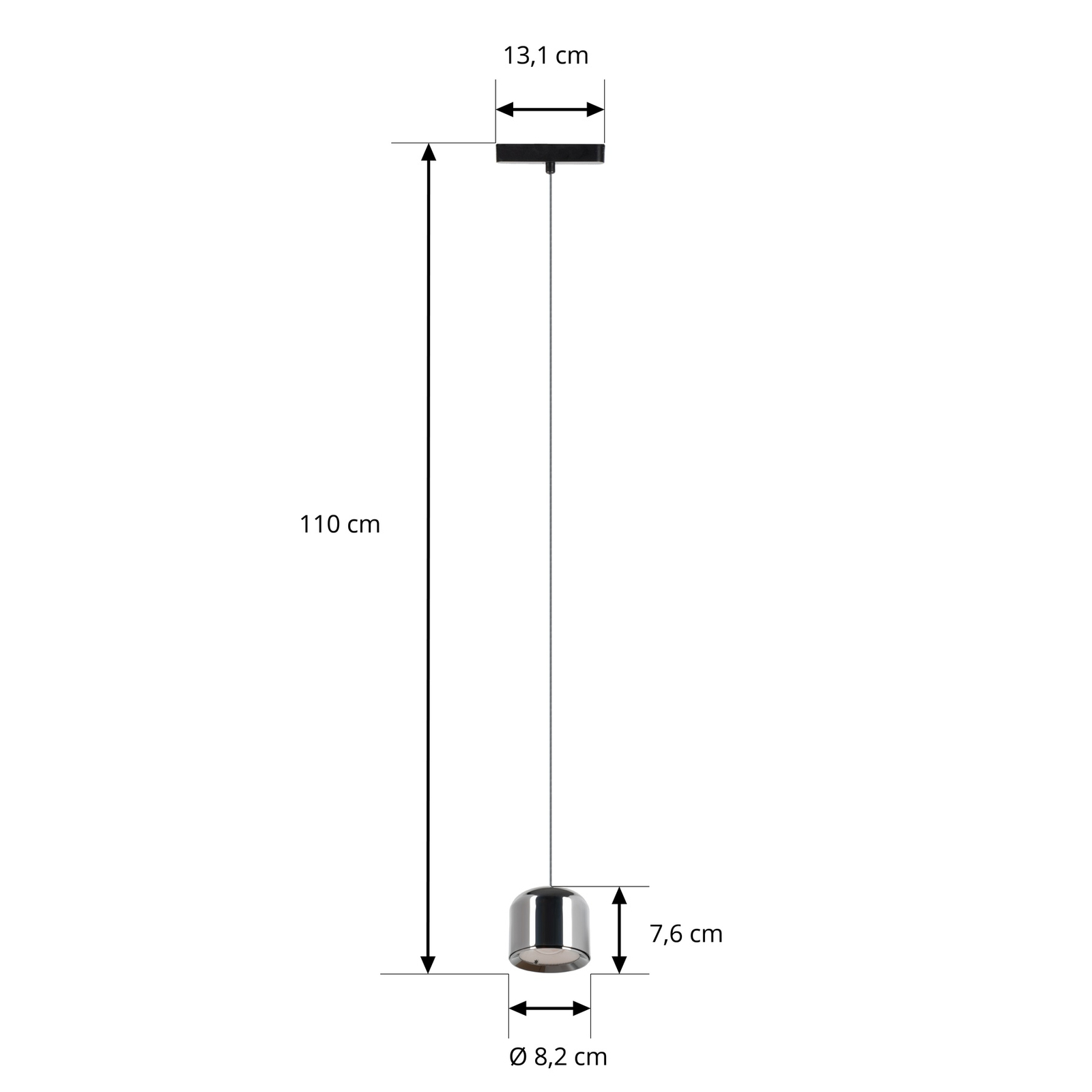 Suspension LED Lindby Lumaro, noir, Ø 8,2 cm, aluminium, 48V