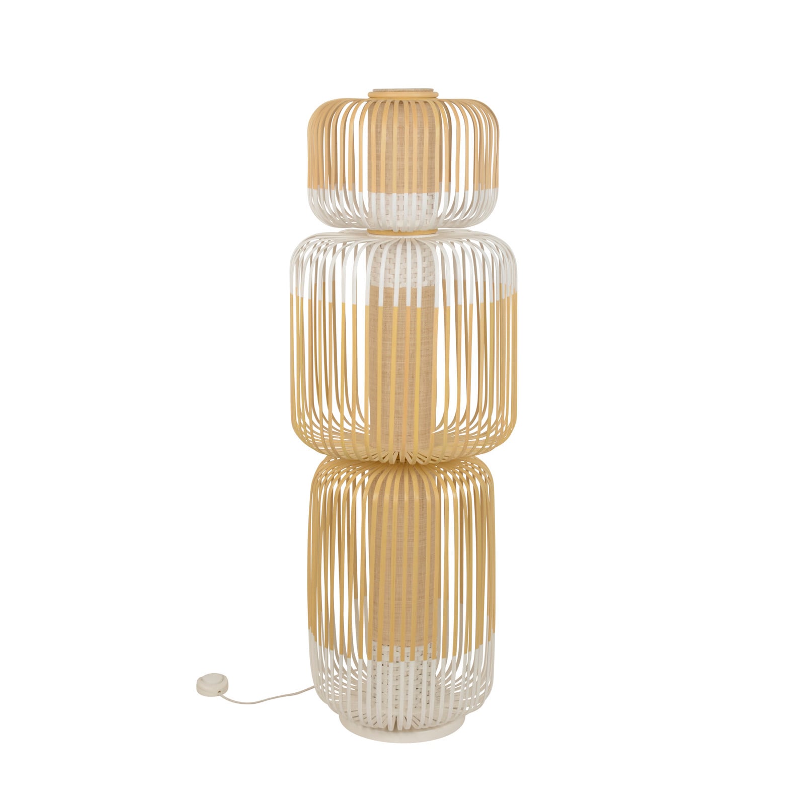 Bamboo Totem golvlampa, vit, höjd 118 cm, E27 - Forestier - Vardagsrum - Design - Bambu - Med flera ljuskällor