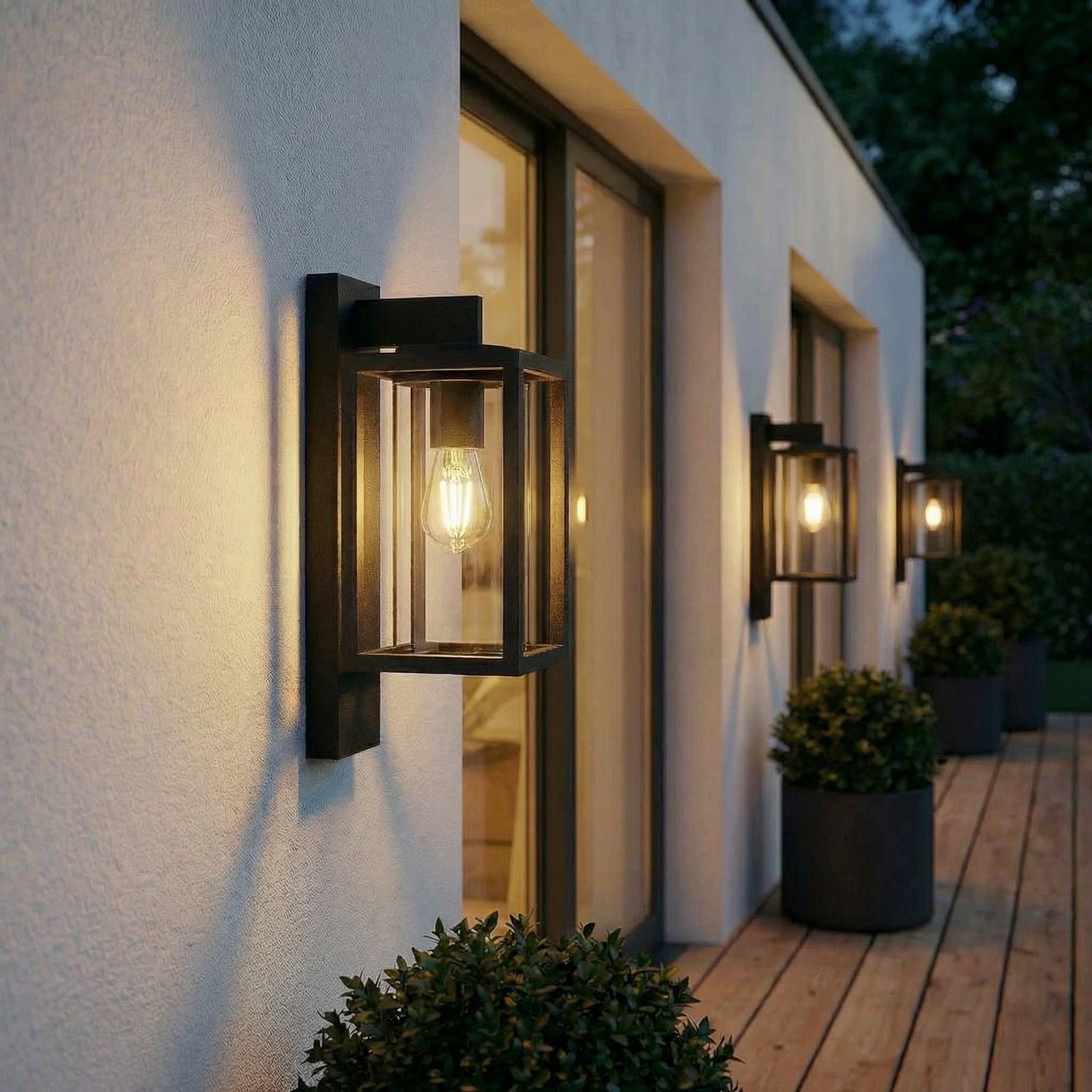 Lucande Außenwandleuchte Ferda, 3er-Set, anthrazit, IP44