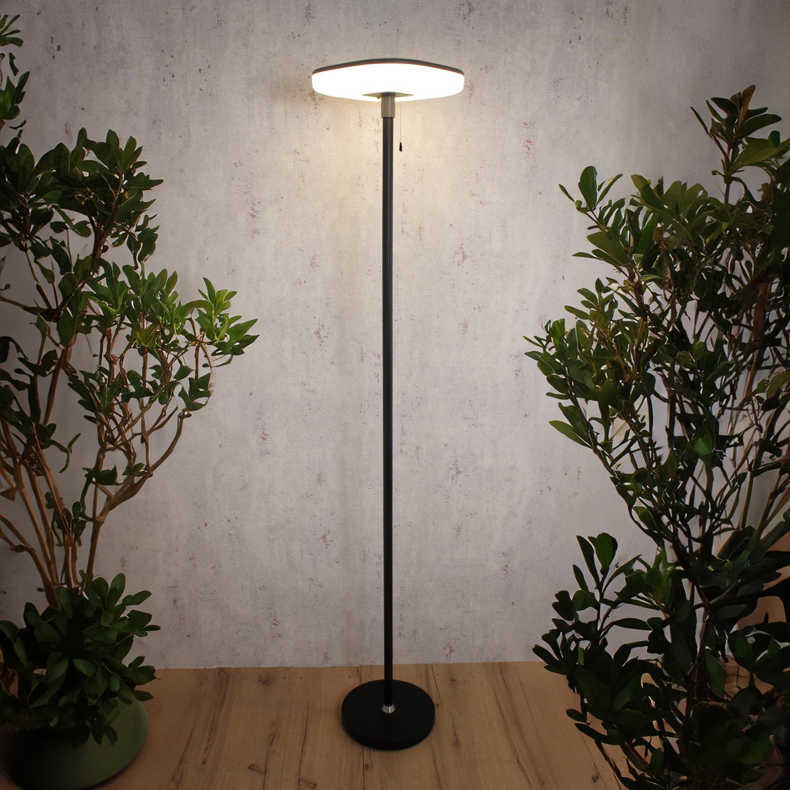 Solara LED rechargeable solar floor lamp, black, height 170 cm, aluminium