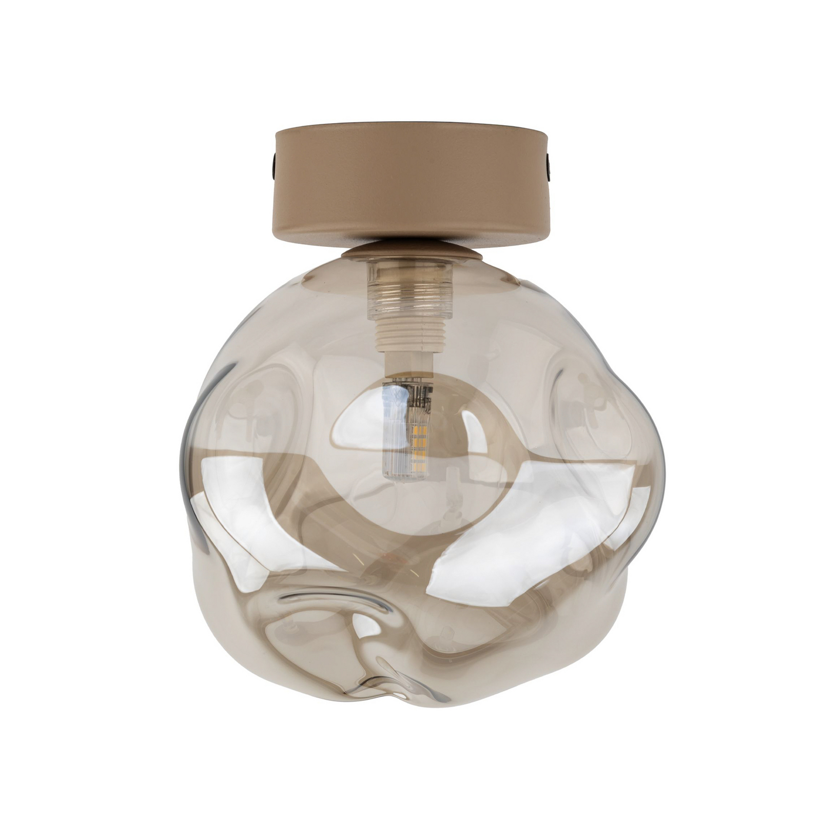 Taklampa Lava, sand/konjak, glas, Ø 15 cm, G9