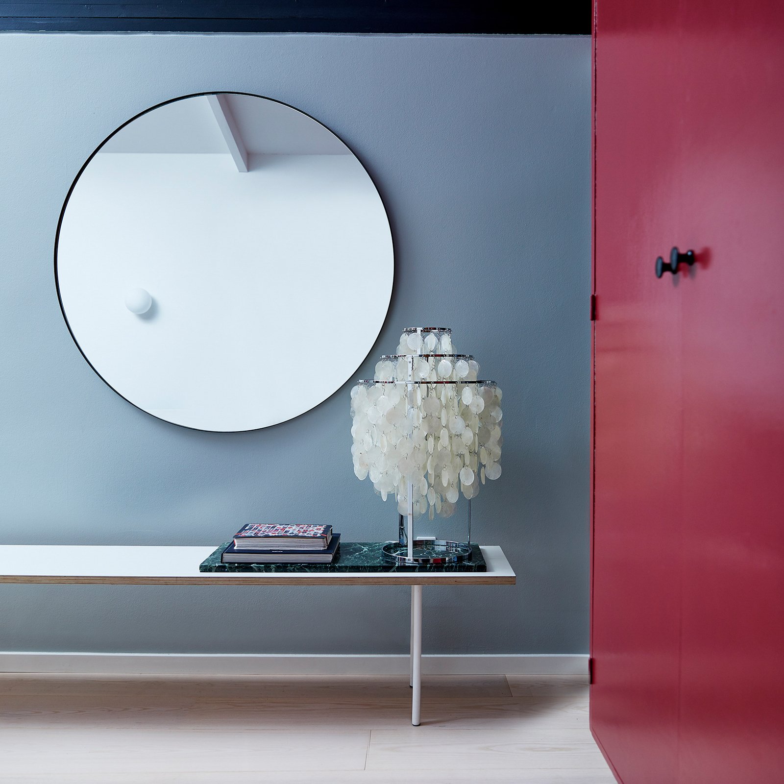 Stolna lampa FUN 1TM, krom, visina 65 cm, školjke - VERPAN