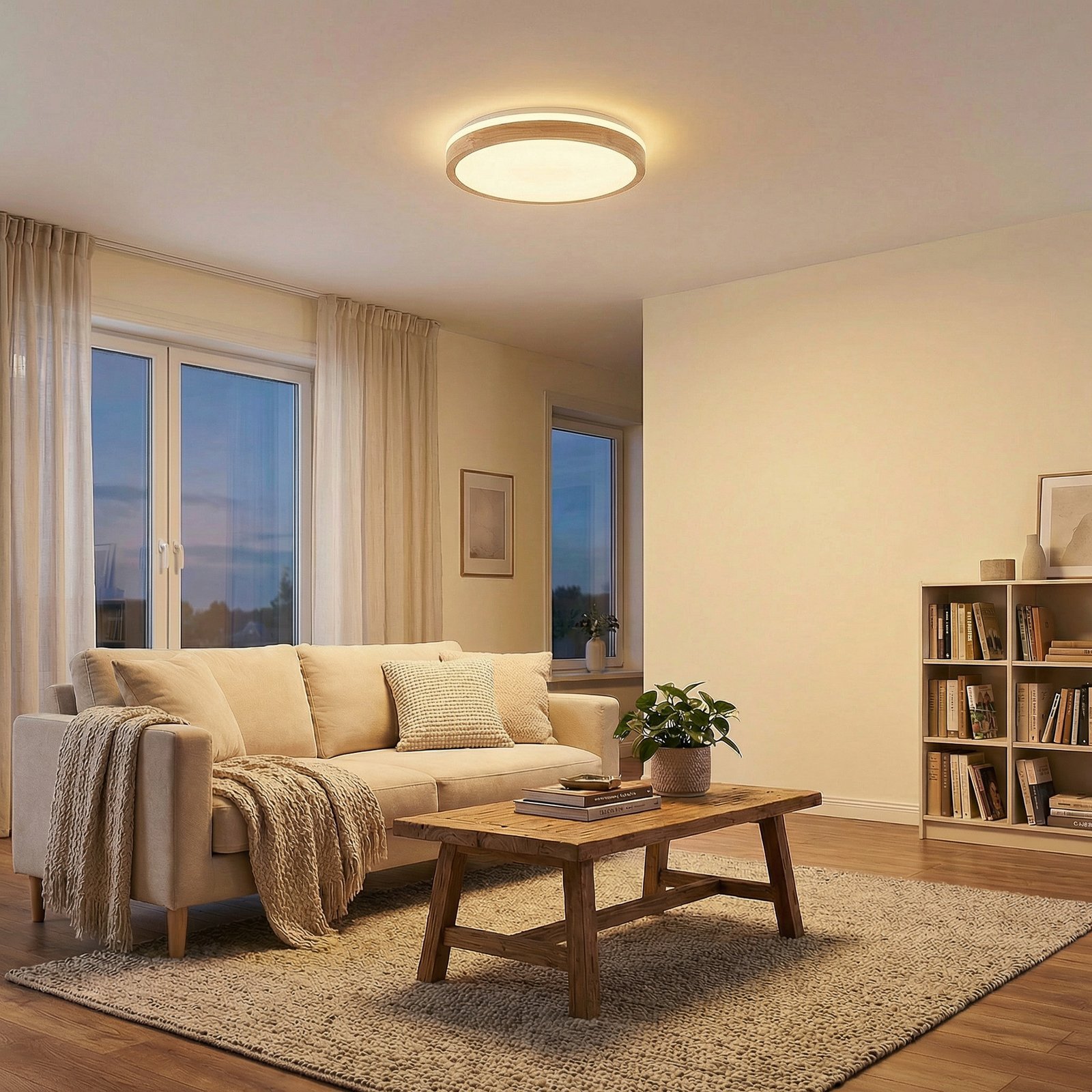 Emiva Top Lámpara de Techo Wood/White - Lindby Emiva Top Lámpara de Techo Wood/White - Lindby