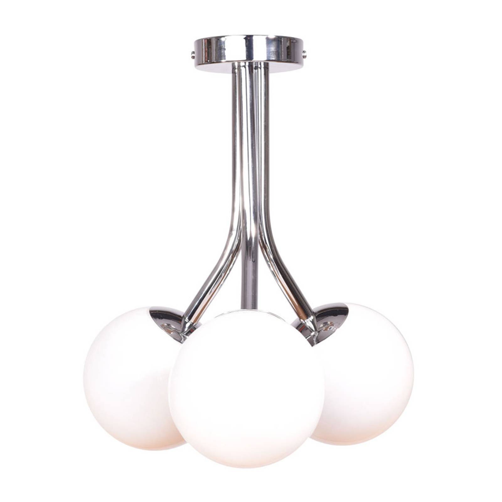 Plafondlamp Selva met drie glasbollen, chroom