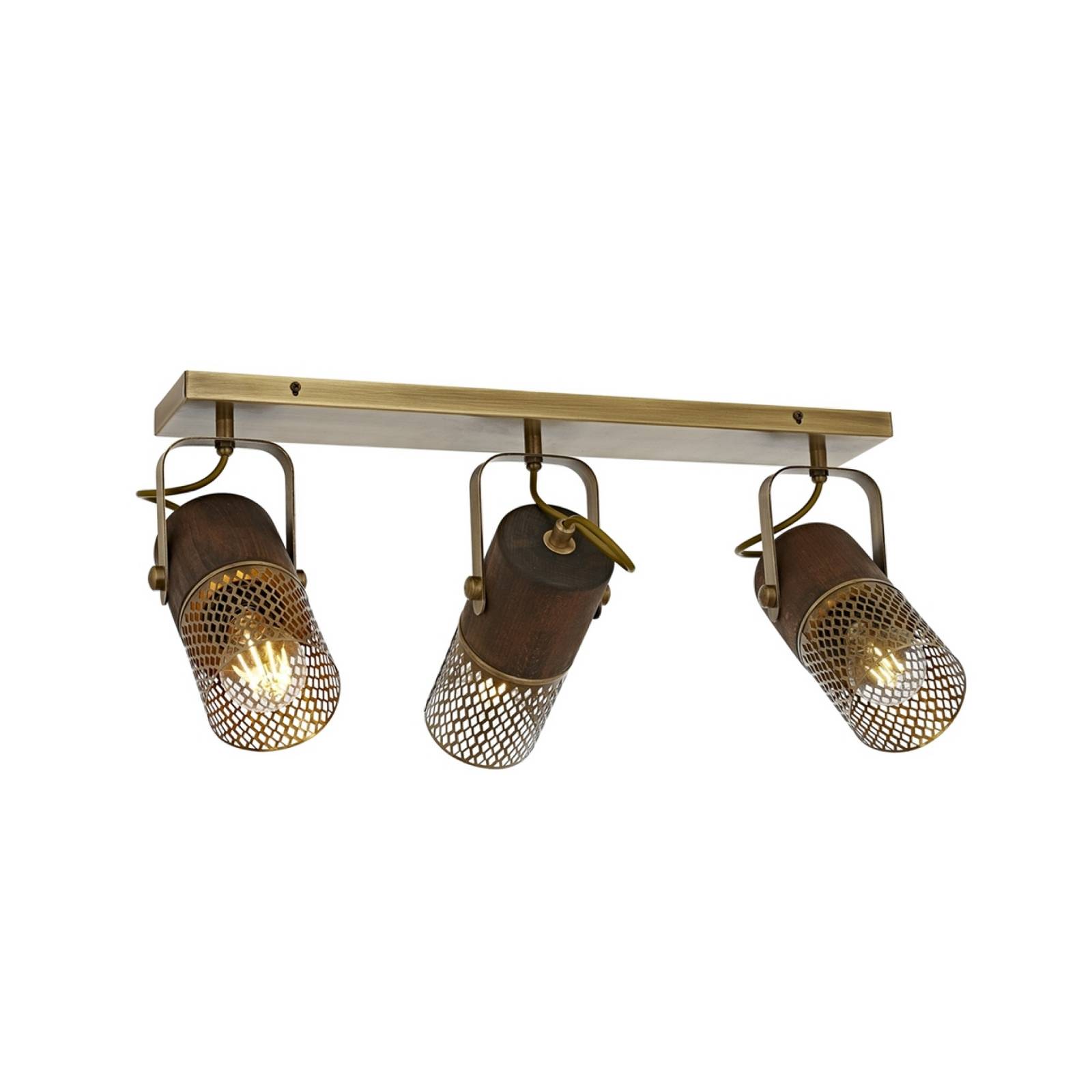 Deckenlampe Albrecht antikgold Länge 60 cm Metall/Holz 3flg. günstig online kaufen