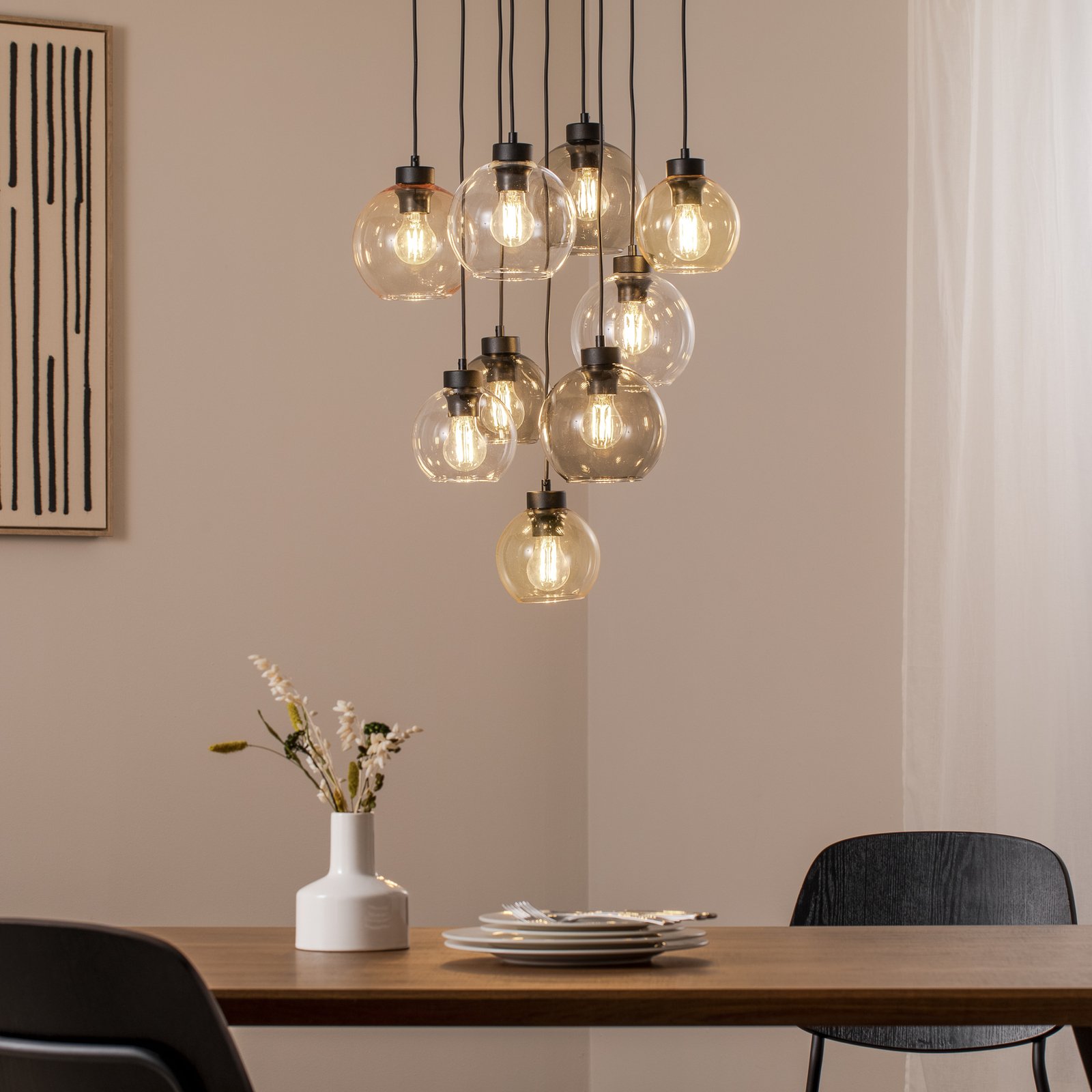 Rippvalgustid Cubus Mix, Ø 58 cm, 9-flg., mitmevärvilised, klaas, E27