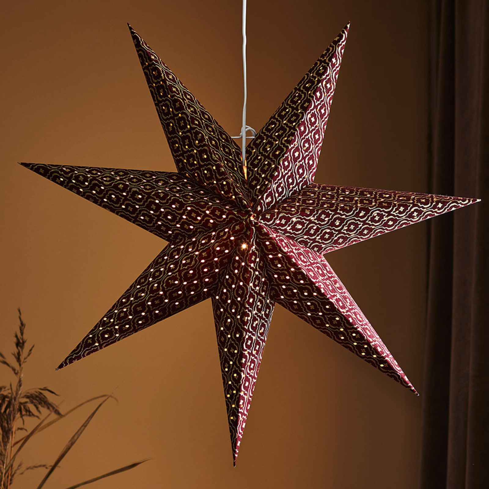 Estrella decorativa colgante Baroque Ø75cm borgoña