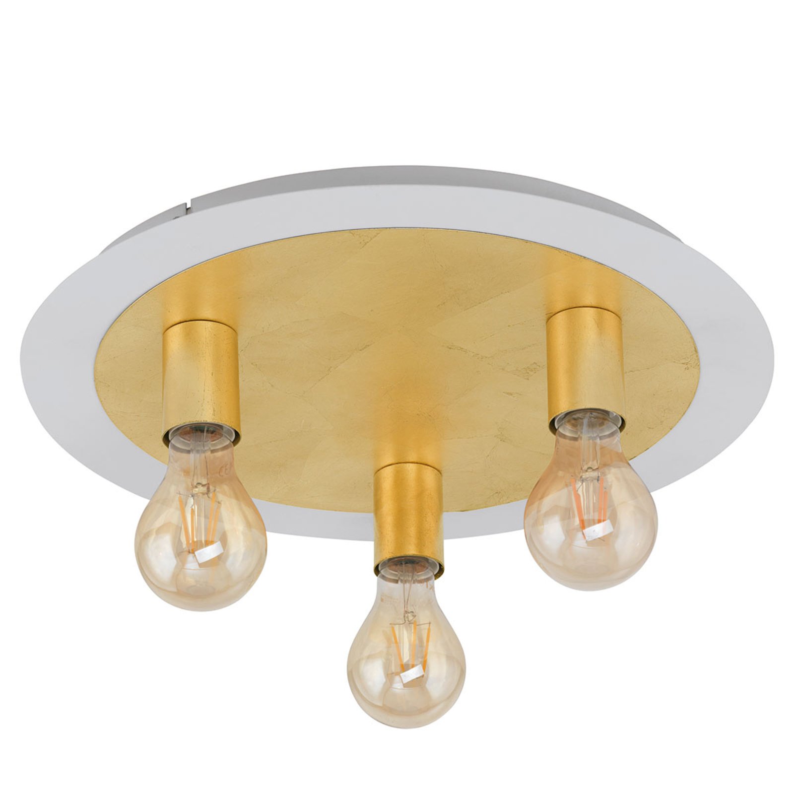 Passano LED ceiling light, 3-bulb, gold