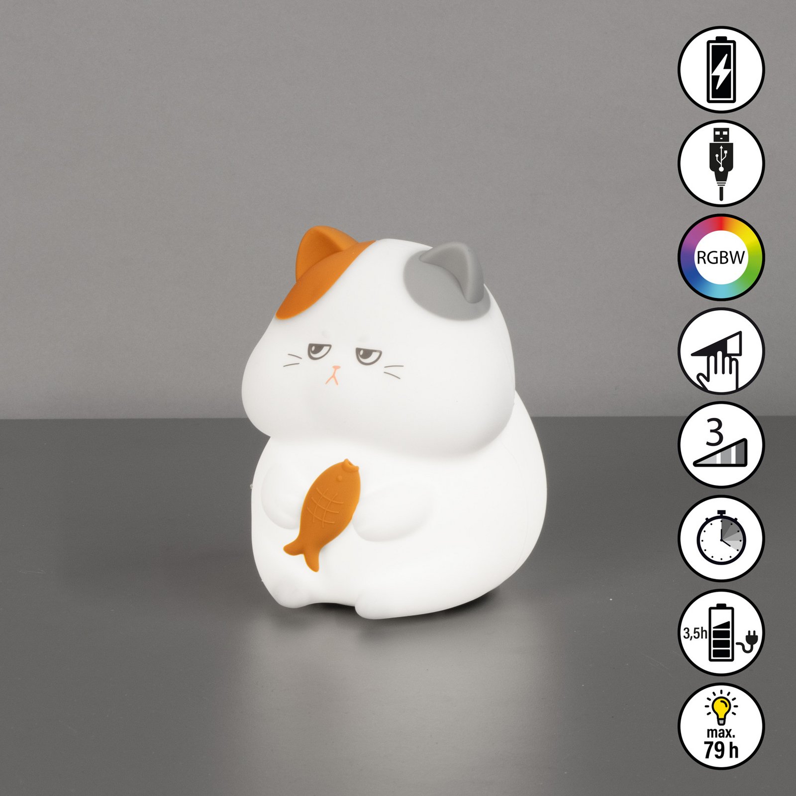 Lampă de masă cu LED și baterie reîncărcabilă Gerd, albă, înălțime 12 cm,