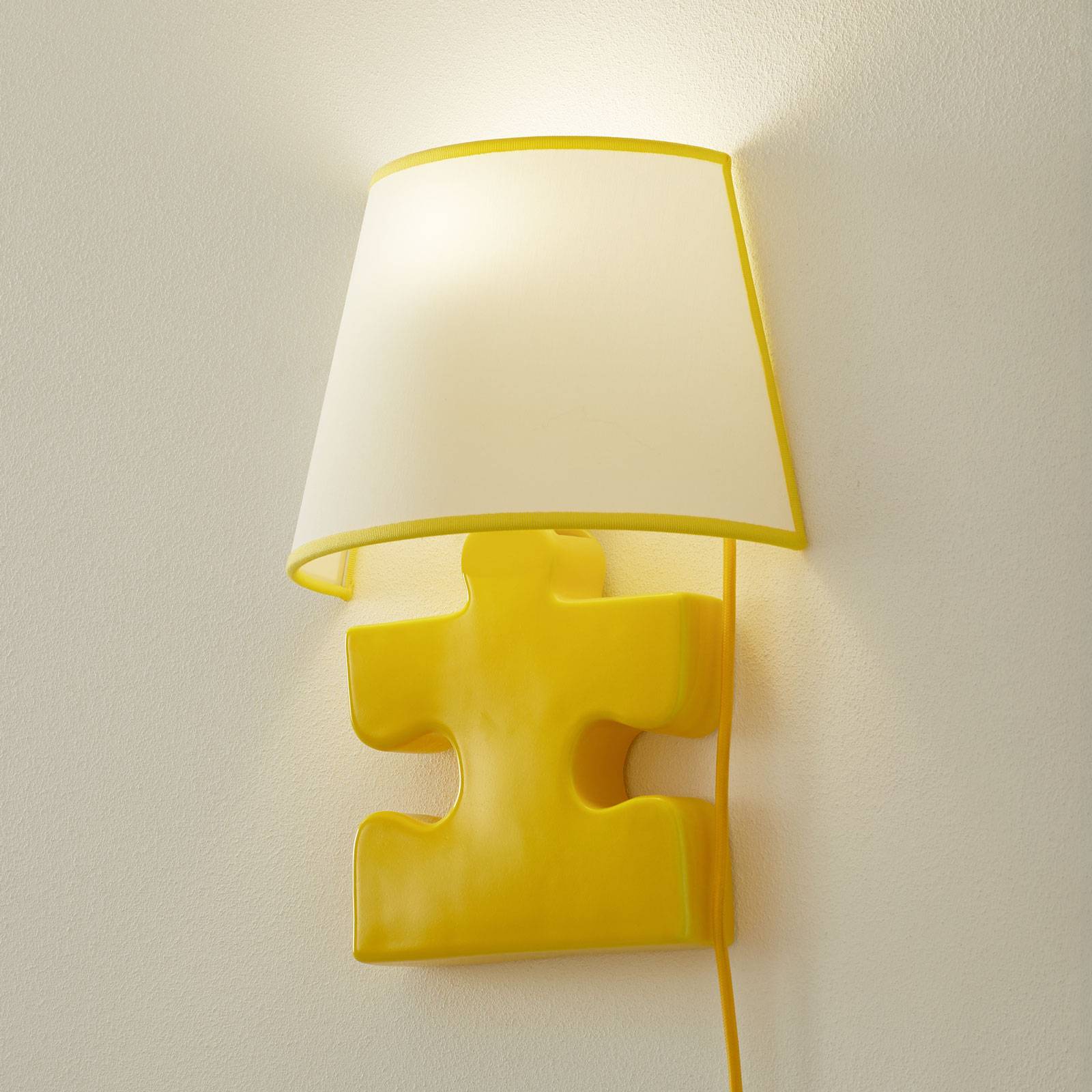 Levně Keramické nástěnné světlo A185 látkové, žlutá