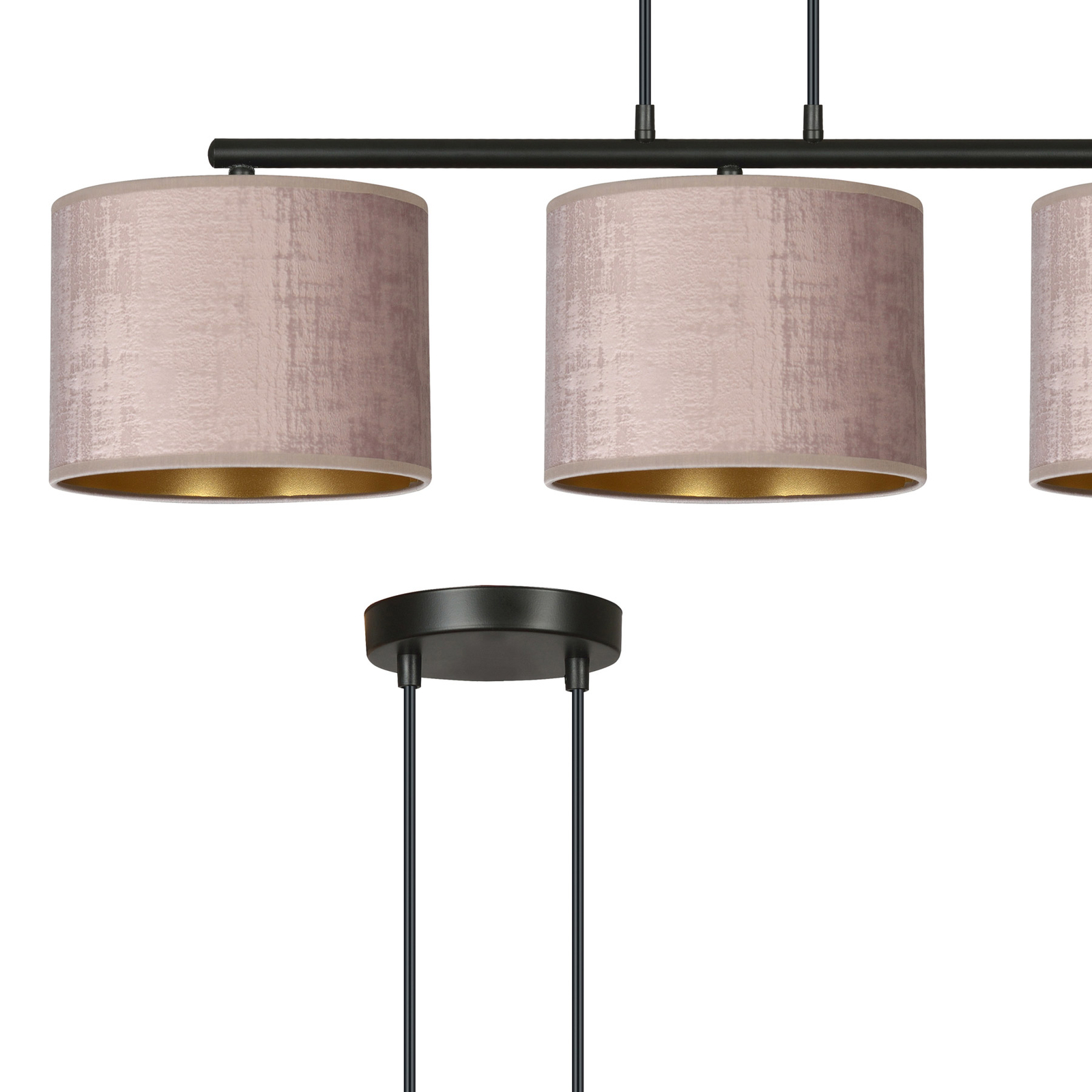 Lámpara colgante Jari 3 luces alargado rosado-oro