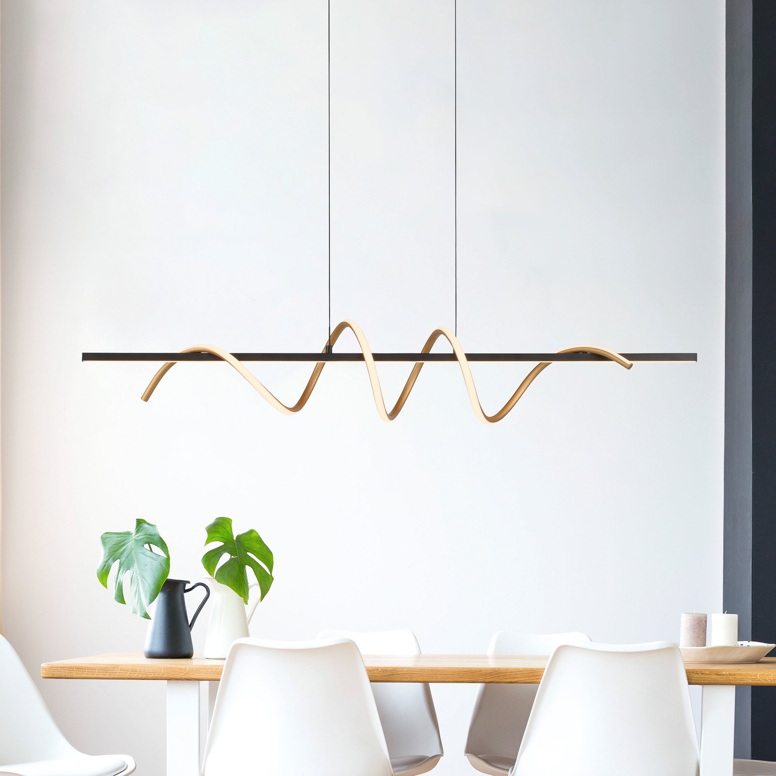 JUST LIGHT. Emanda LED pendant light, iron, black brass