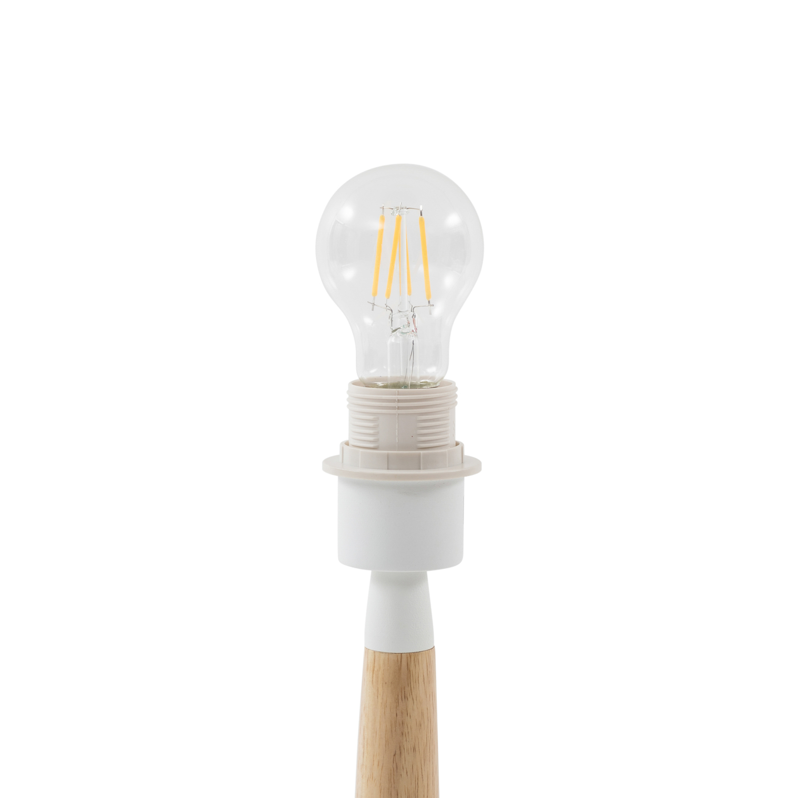 Stolná lampa Lucande Ellorin, biela, drevo, Ø 37 cm, E27